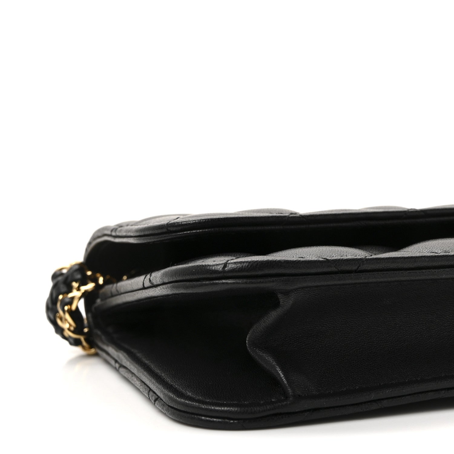 Lambskin Quilted Flap Shoulder Bag Chain Black