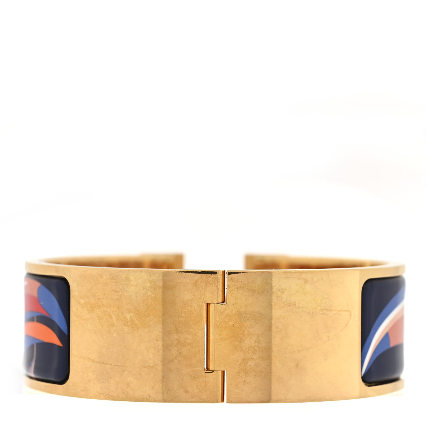 Enamel Toucan de Paradis Printed Wide Click Clac H Bracelet Indigo Multicolor
