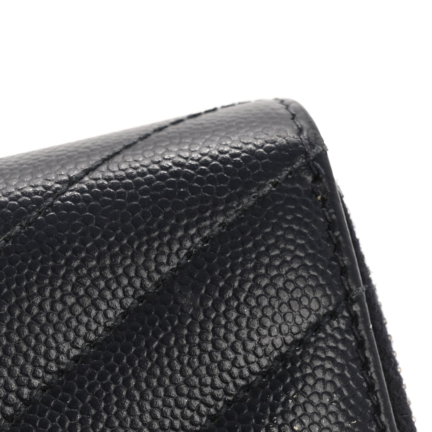 Grain De Poudre Matelasse Chevron Monogram Compact Zip Around Wallet Deep Marine