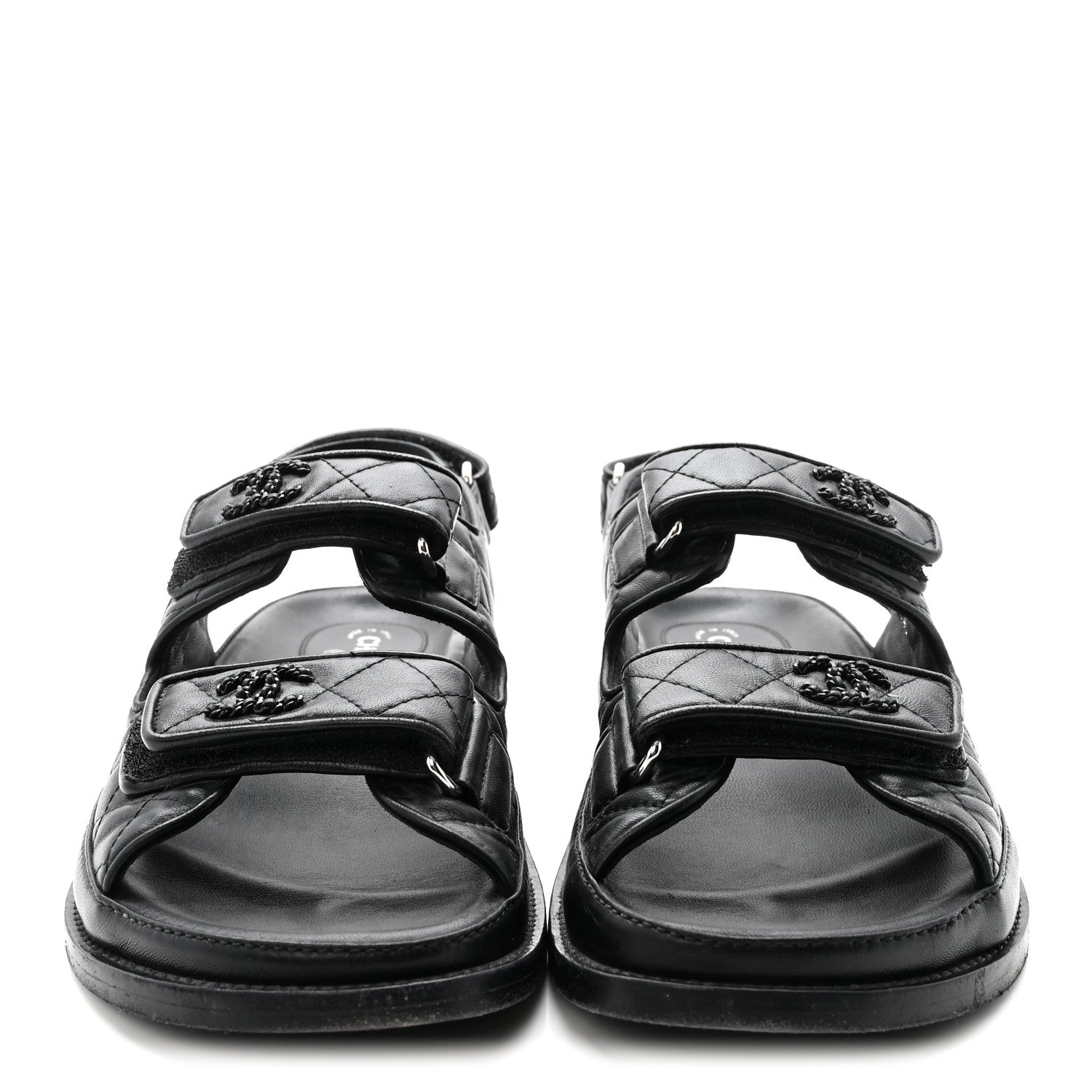 Lambskin Velcro Dad Sandals 38.5 Black