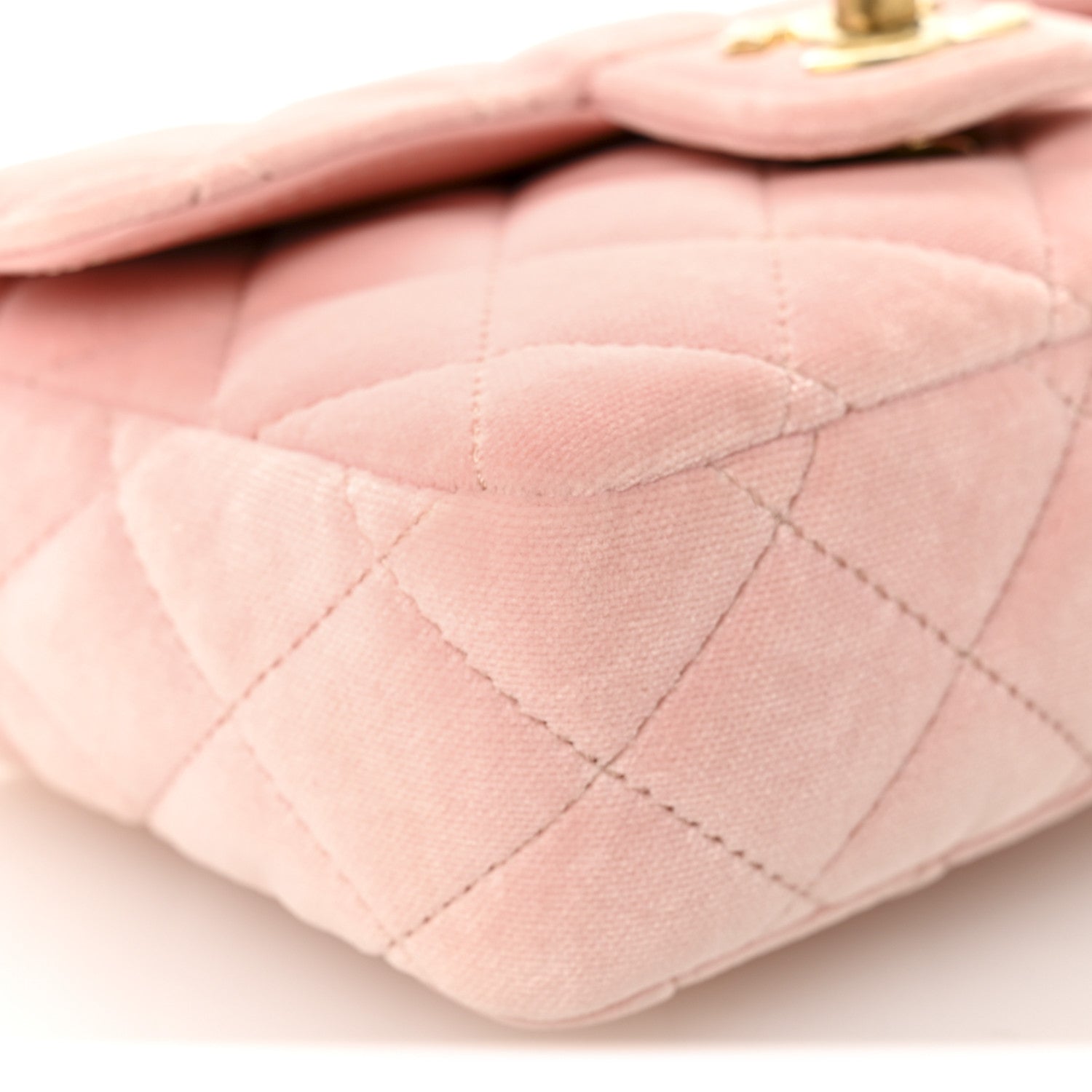Velvet Enamel Mini Flap Light Pink
