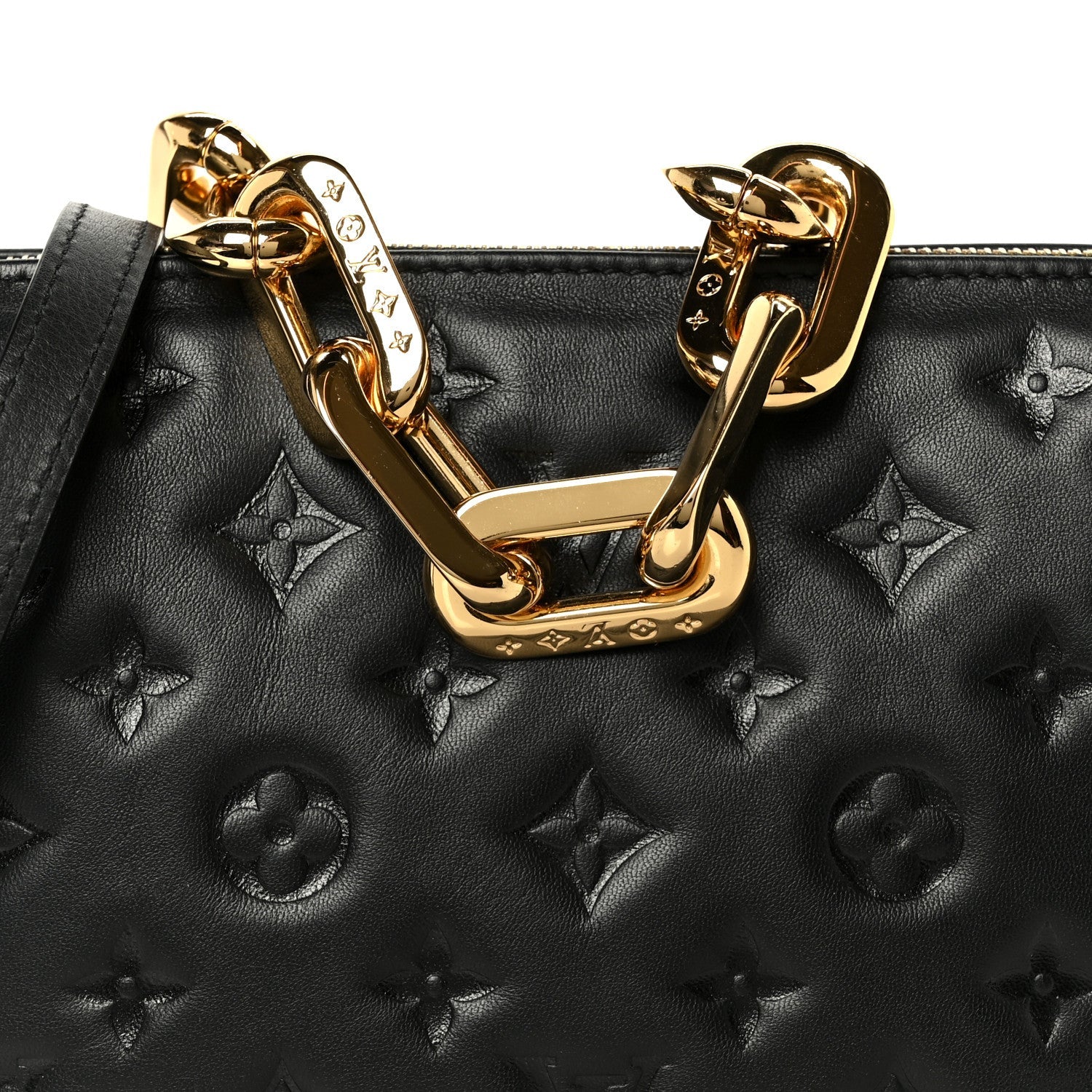 Lambskin Embossed Monogram Coussin BB Black