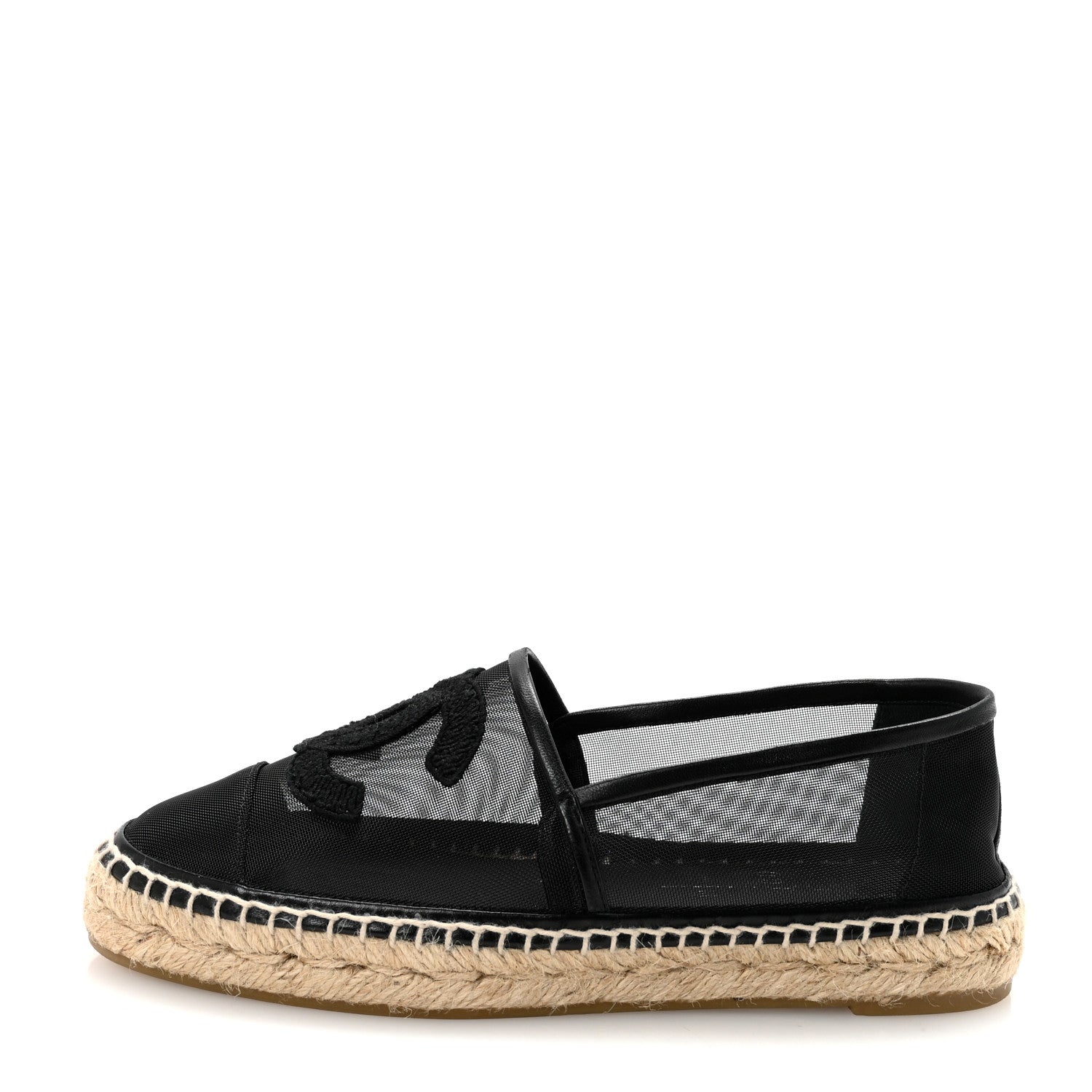 Mesh Grosgrain CC Espadrilles 36 Black