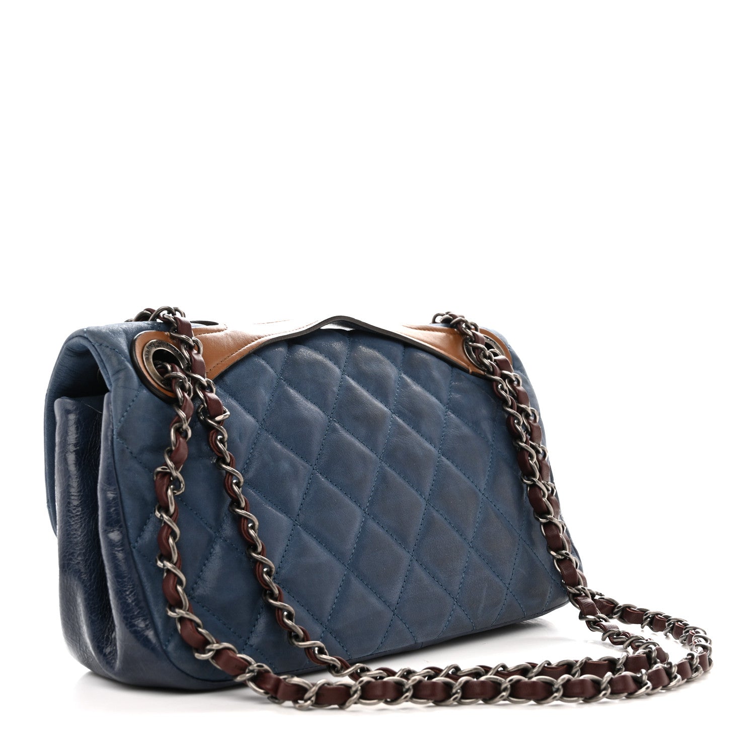 Iridescent Calfskin Medium In The Mix Flap Blue