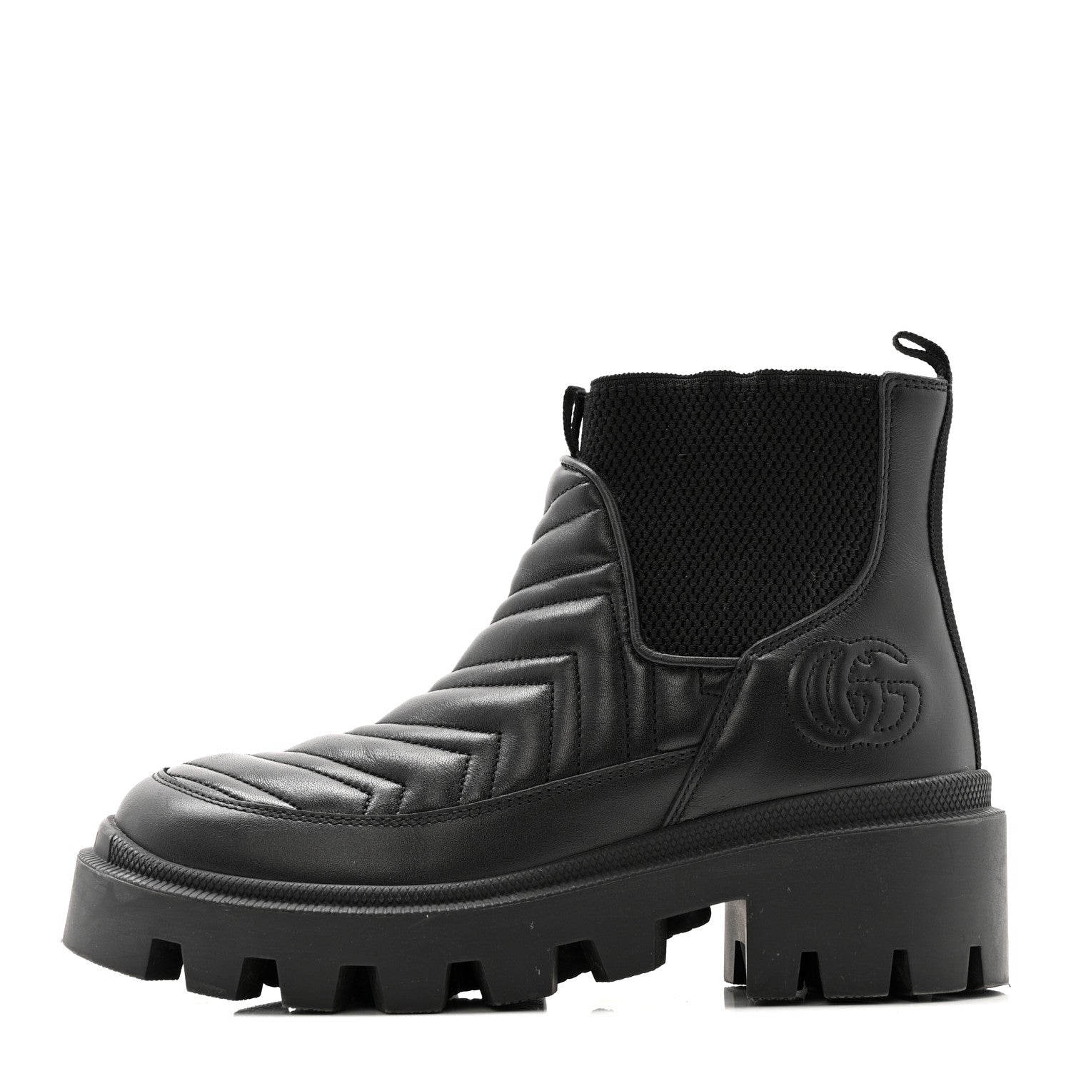 Calfskin Nappa Matelasse Frances Chelsea Boots 35.5 Black