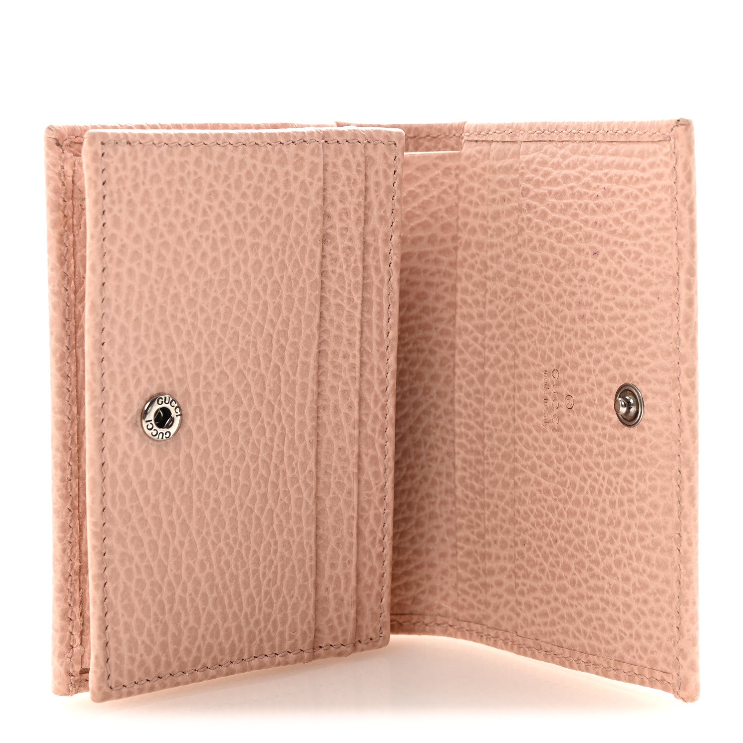 Dollar Calfskin Enamel Monochrome GG Marmont Card Case Perfect Pink