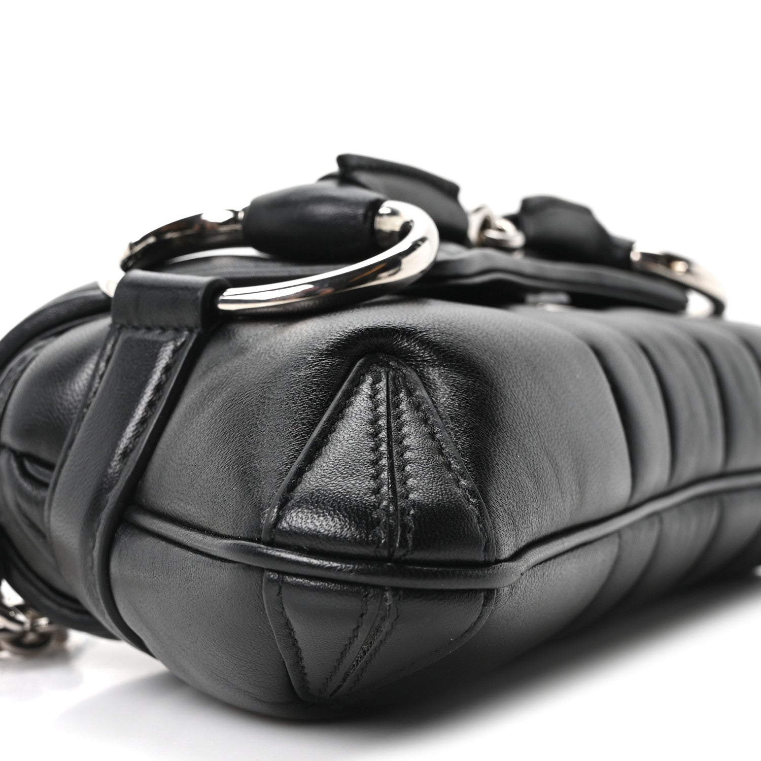 Nappa Vertical Matelasse Small Maxi Horsebit Chain Shoulder Bag Black