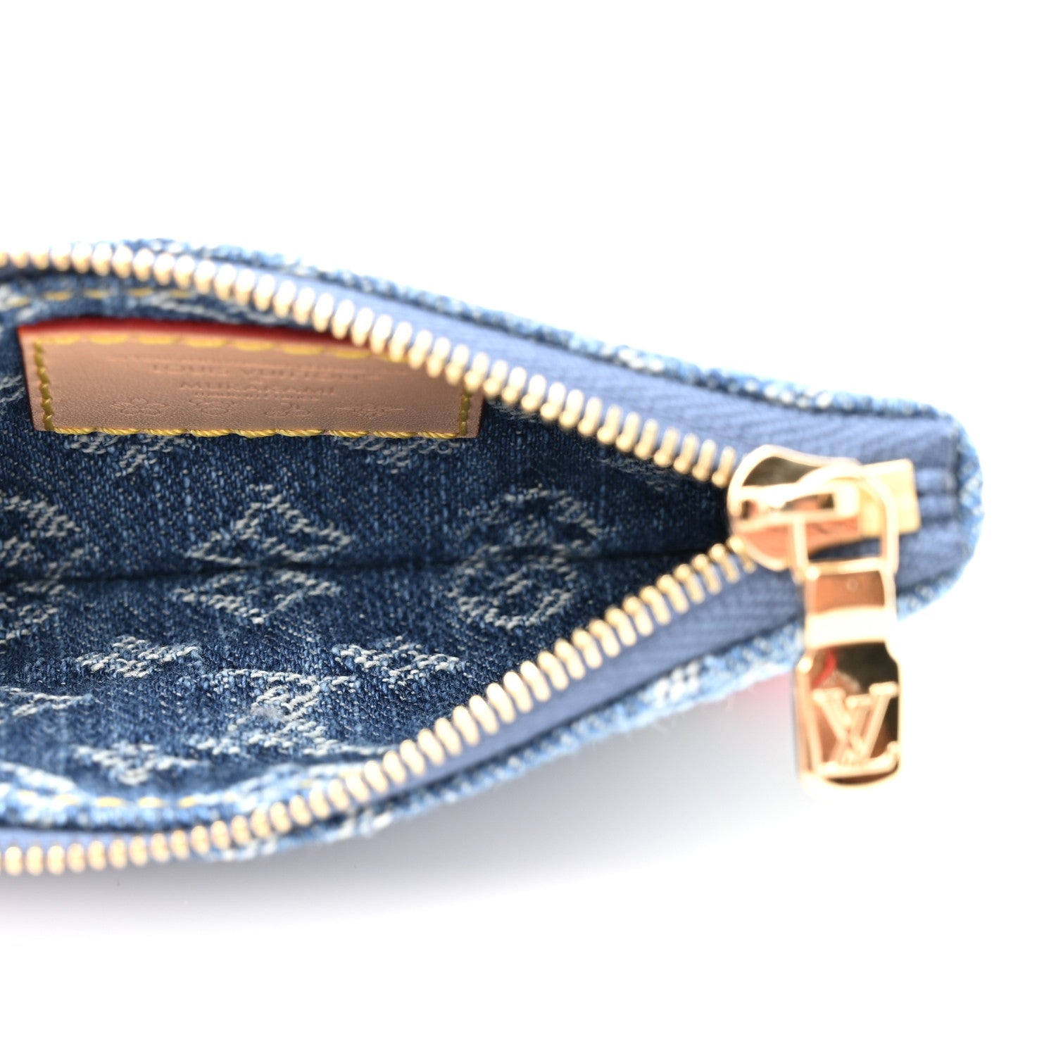 LV X TM Monogram Denim Cerises Key Pouch Blue