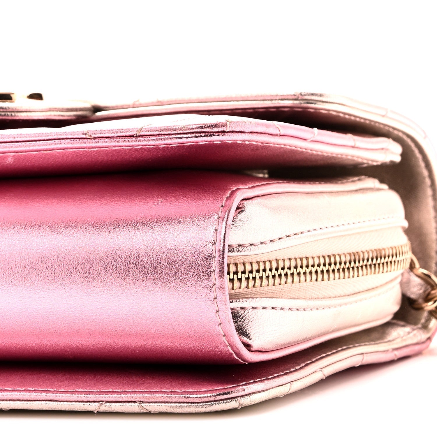 Metallic Lambskin Like A Wallet Flap Golden Pink
