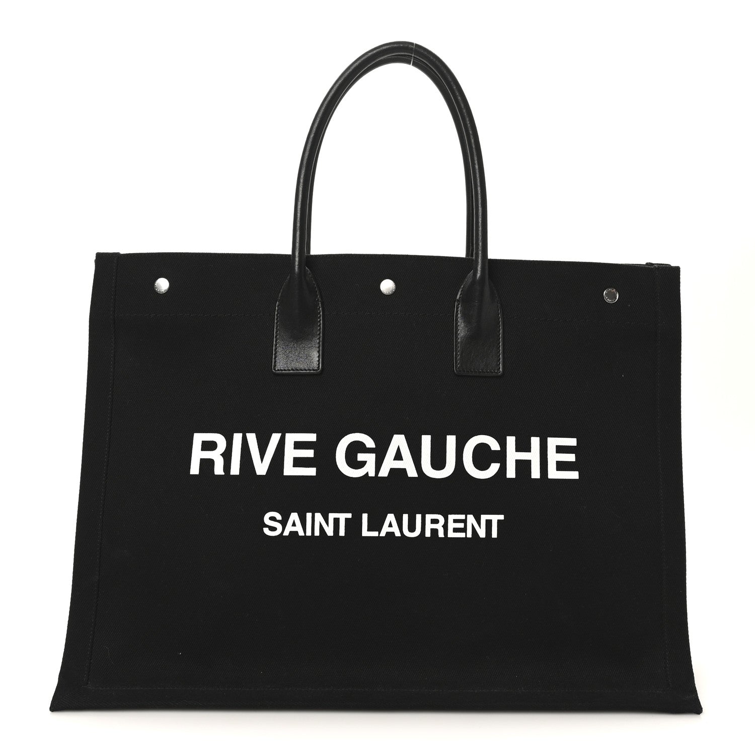 Linen Calfskin Rive Gauche Tote Black