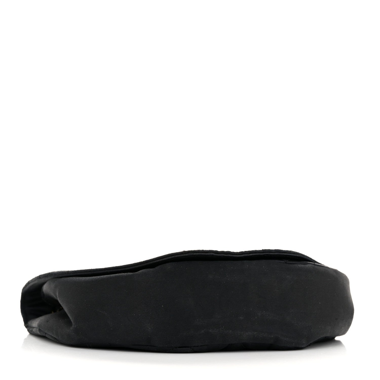 Satin Quilted Half Moon Flap Black