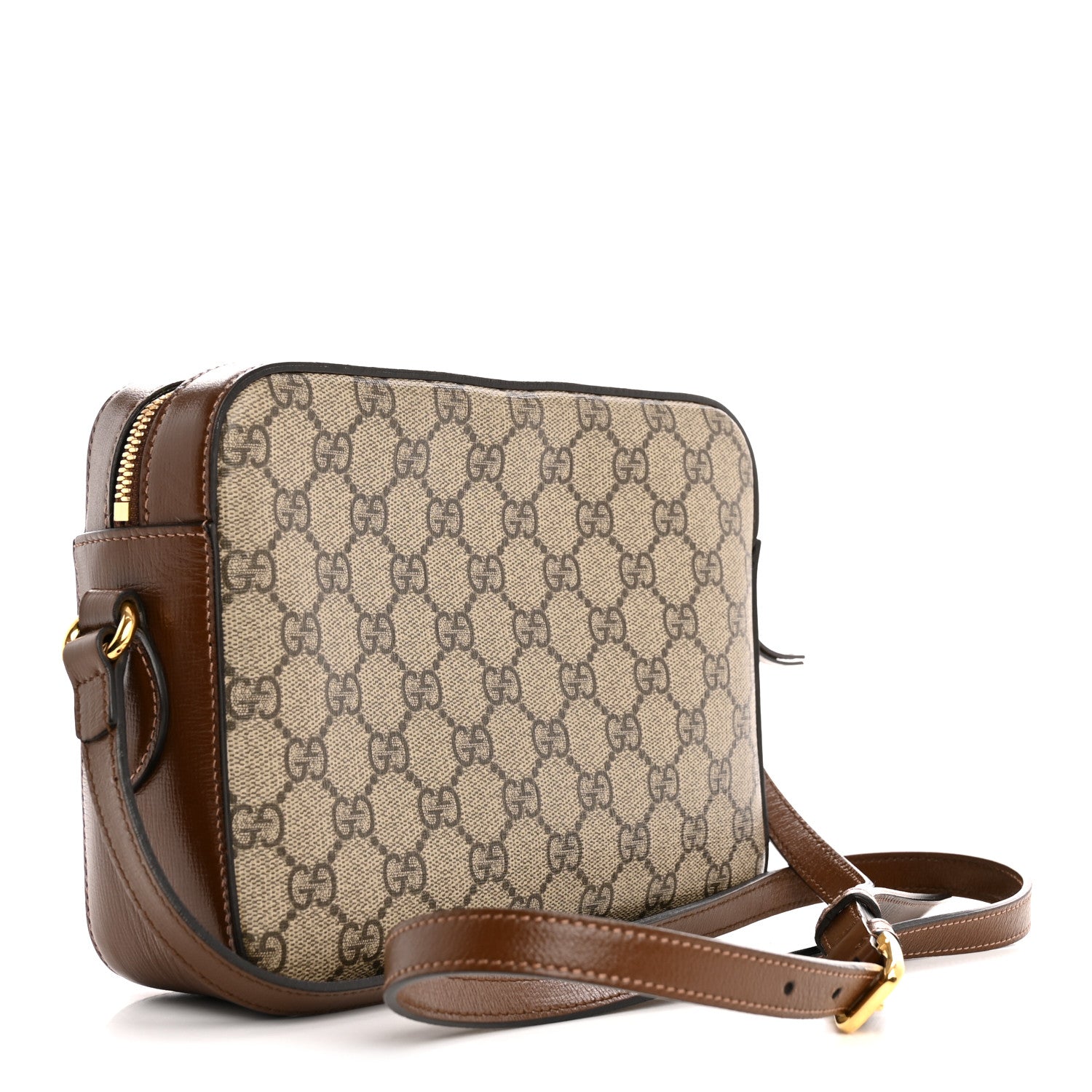 GG Supreme Monogram Small Horsebit 1955 Shoulder Bag Beige Brown Sugar