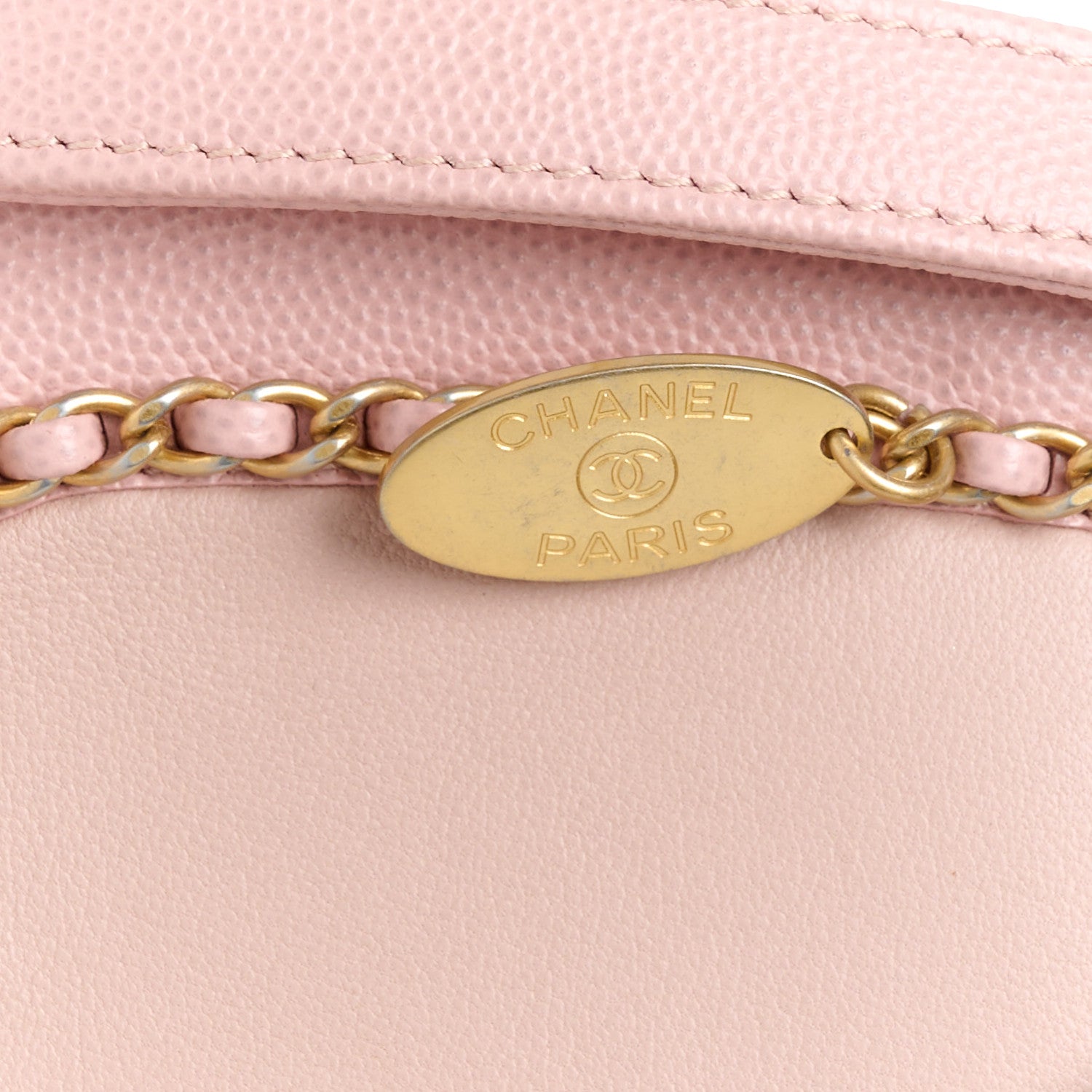 Lambskin Caviar Lovely Chains Flap Shoulder Bag Pink