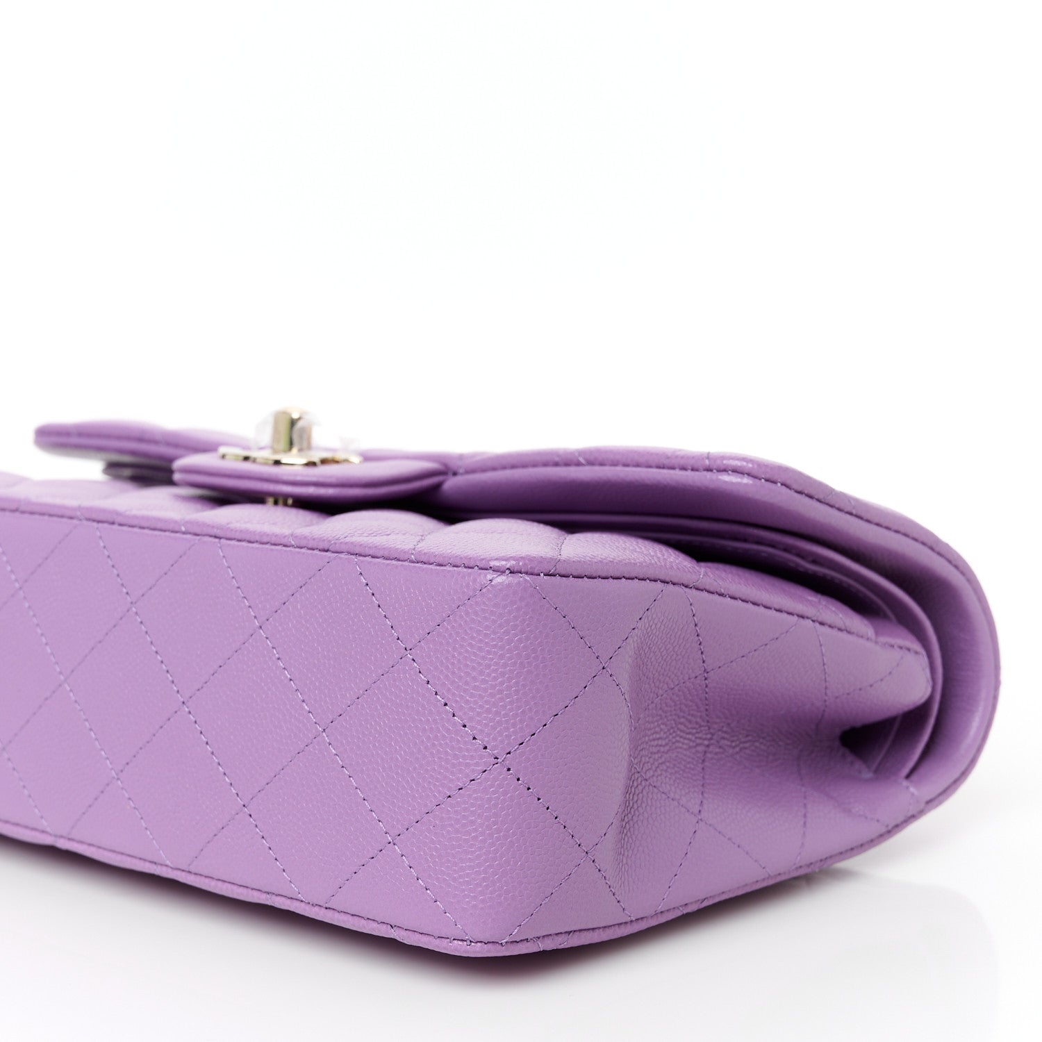 Caviar Quilted Small Double Flap Purple