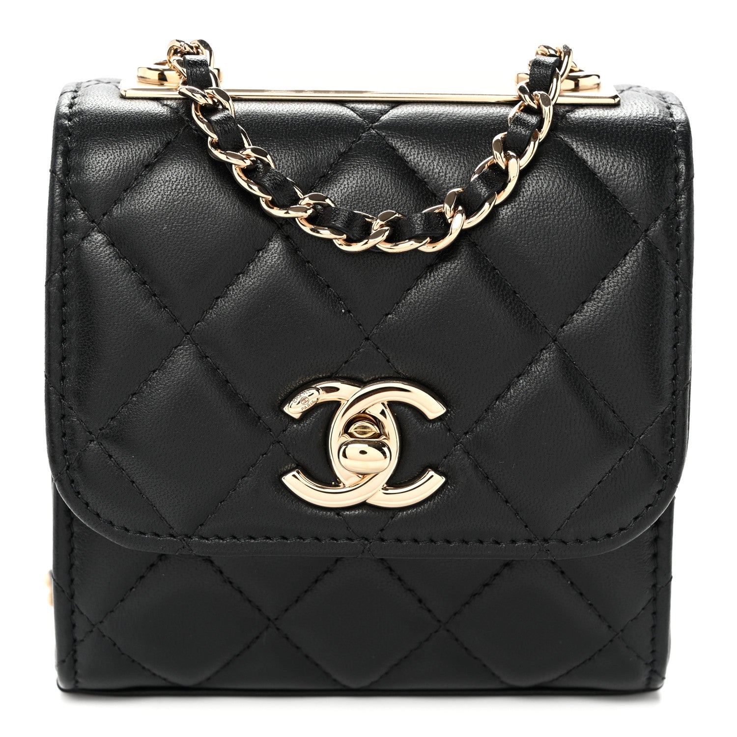 Lambskin Quilted Mini Trendy CC Clutch With Chain Red