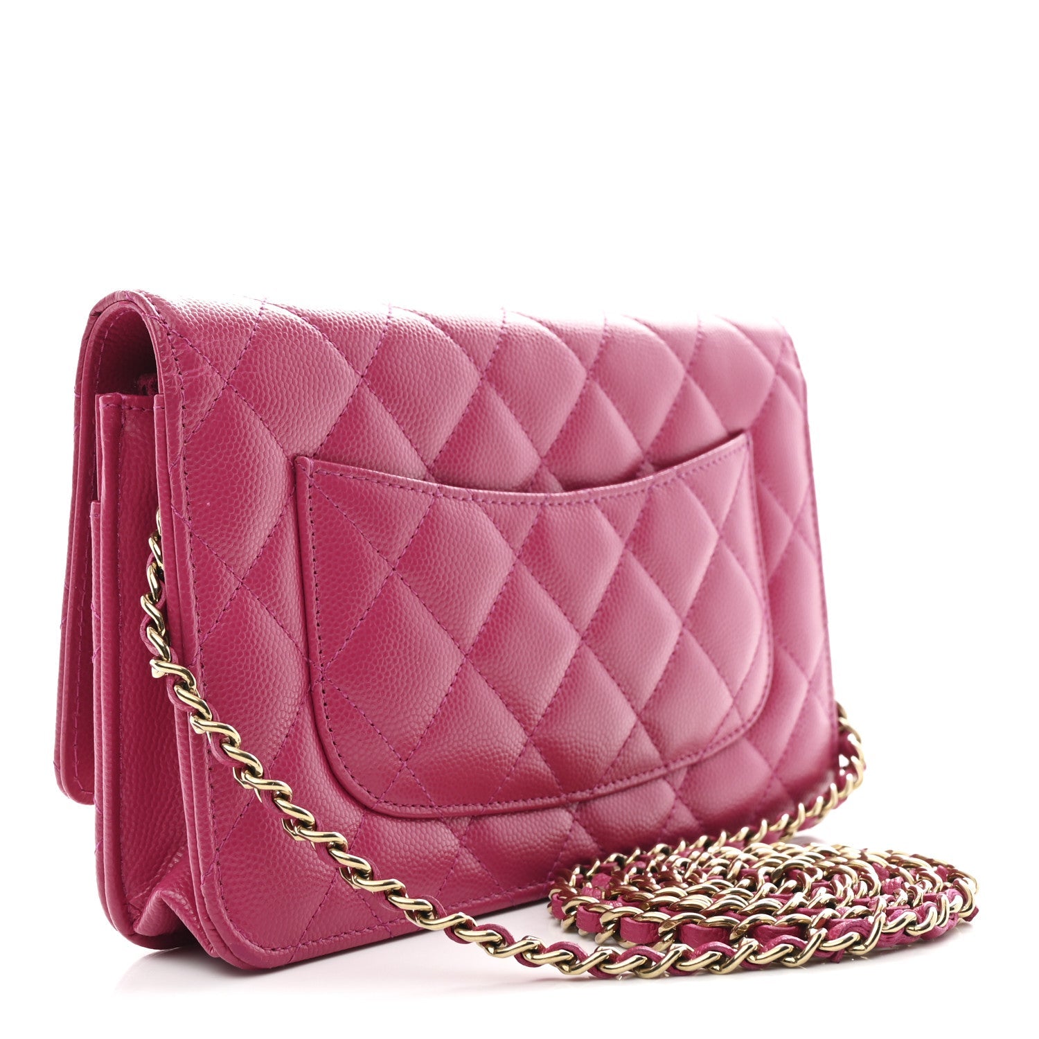 Caviar Quilted Wallet On Chain WOC Dark Pink