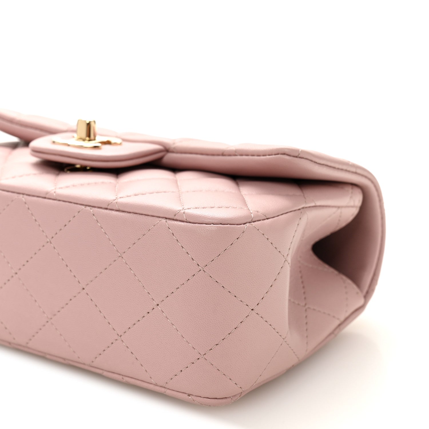Lambskin Quilted Mini Top Handle Rectangular Flap Light Pink