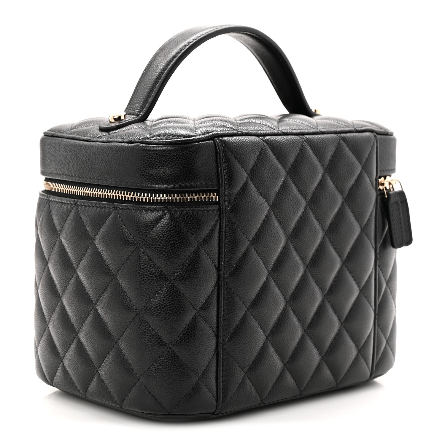 Caviar Quilted Large Vanity Pouch Black