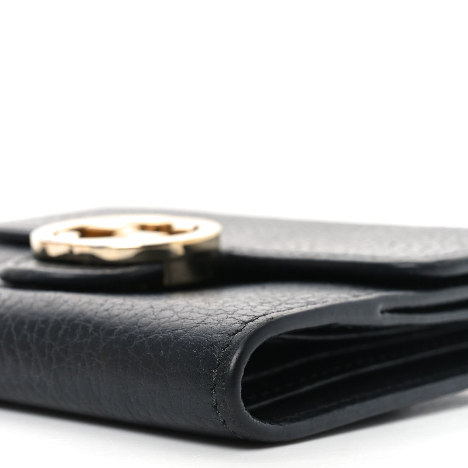 Dollar Calfskin Interlocking G French Wallet Black