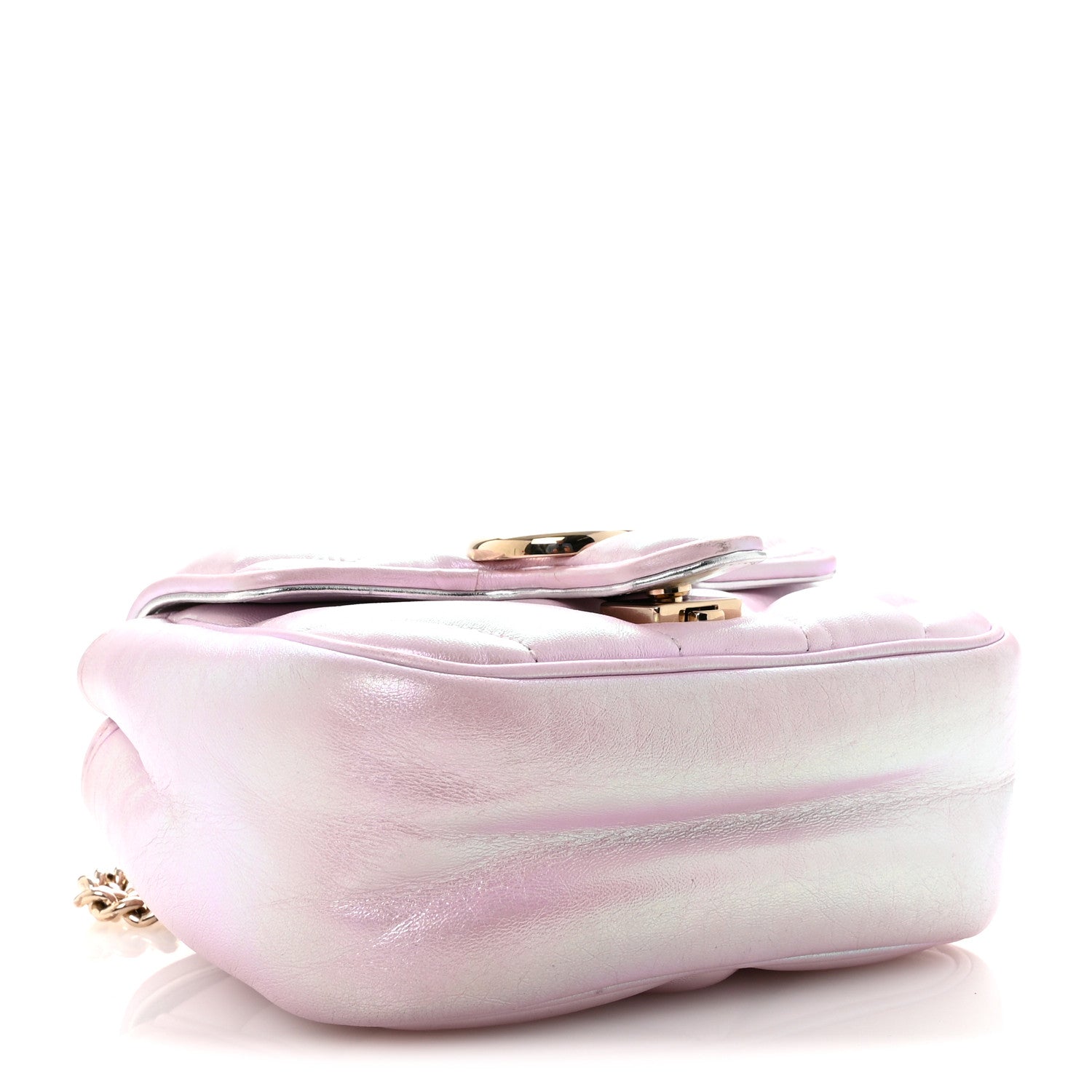 Iridescent Nappa Chevron Matelasse Mini GG Marmont Shoulder Bag Iridescent Escape Pink