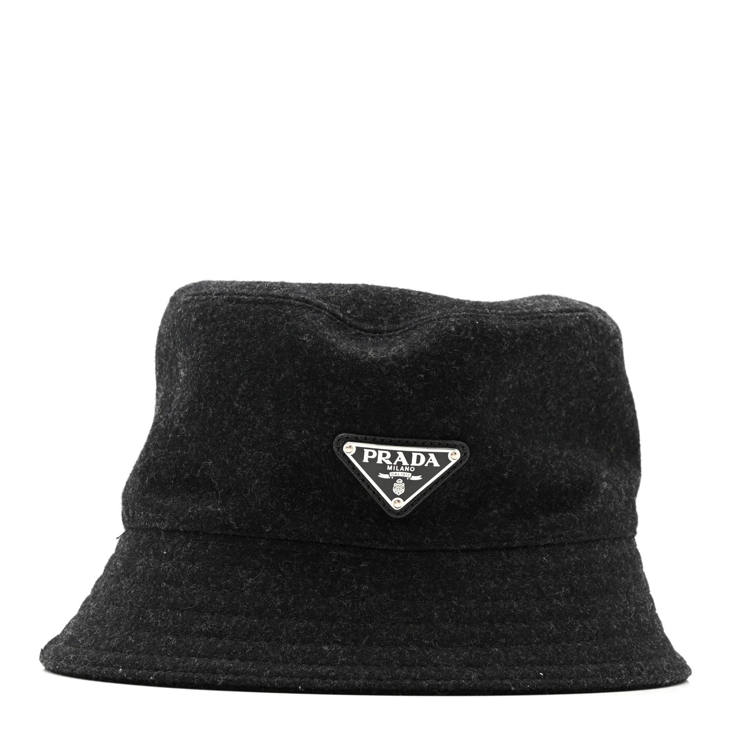 Authentic Loden Wool Metal Triangle Logo Bucket Hat L Anthracite