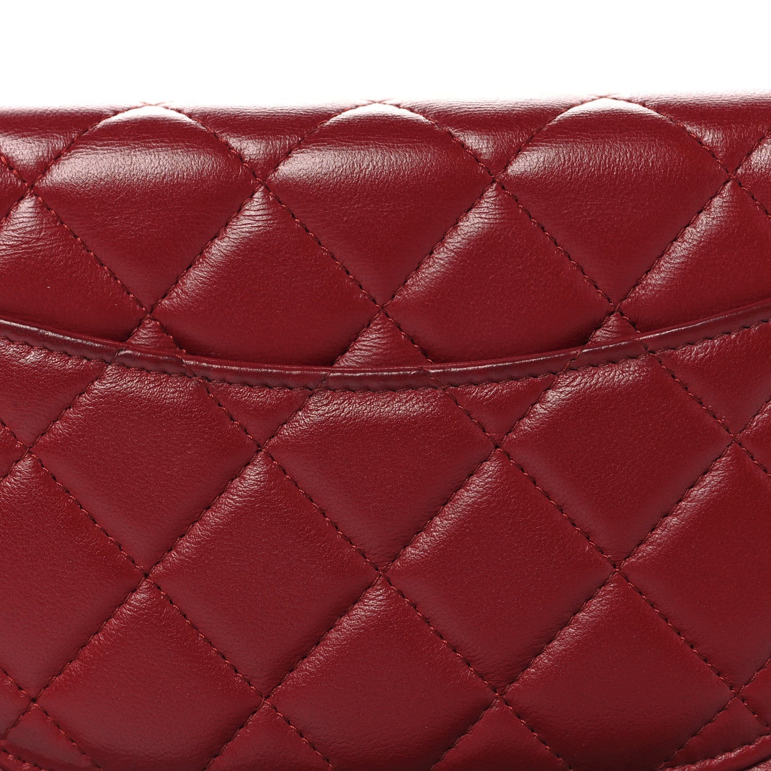 Lambskin Quilted Wallet On Chain WOC Red