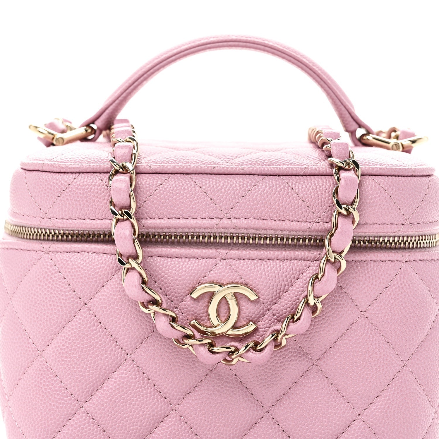Caviar Quilted Small CC Vanity Case Pink