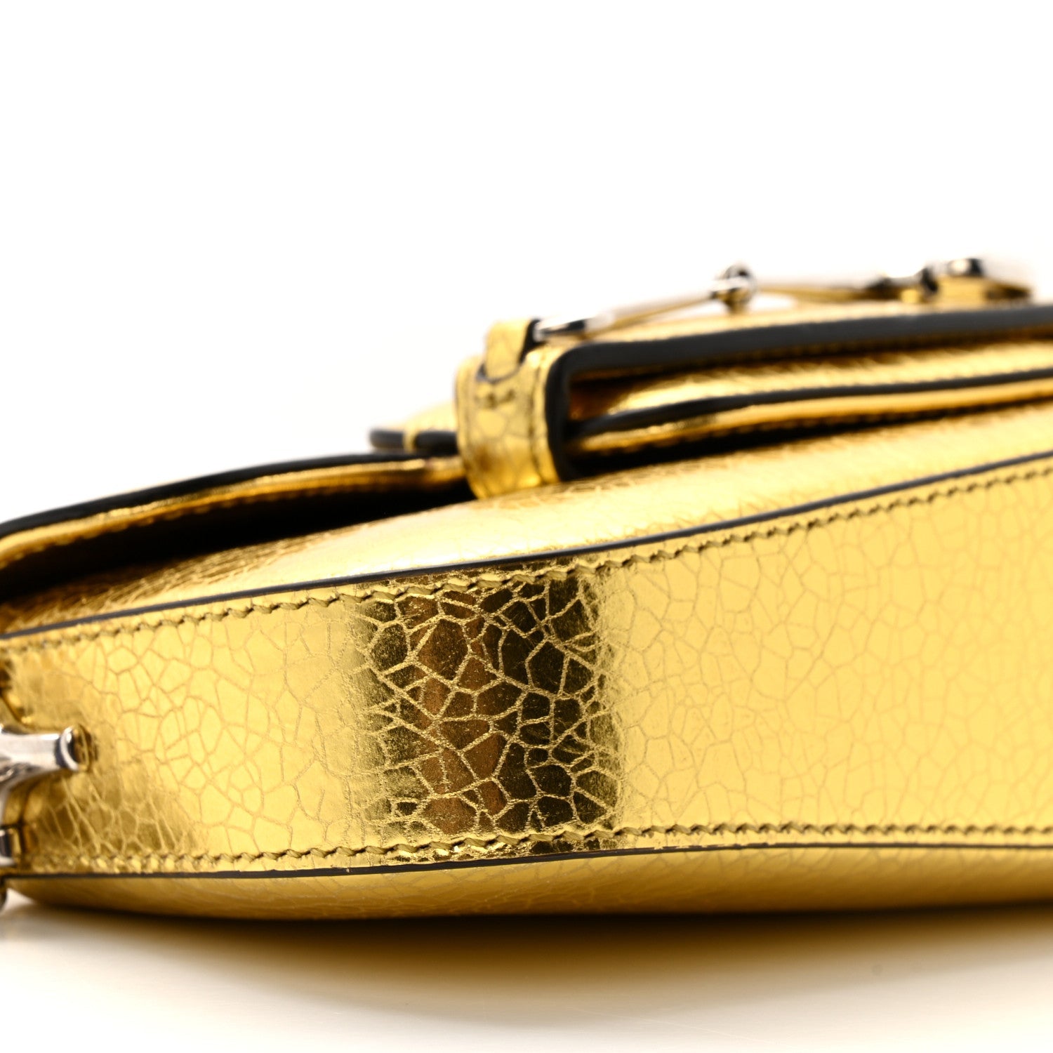 Metallic Calfskin Mini Horsebit 1955 Asymmetric Shoulder Bag Gold