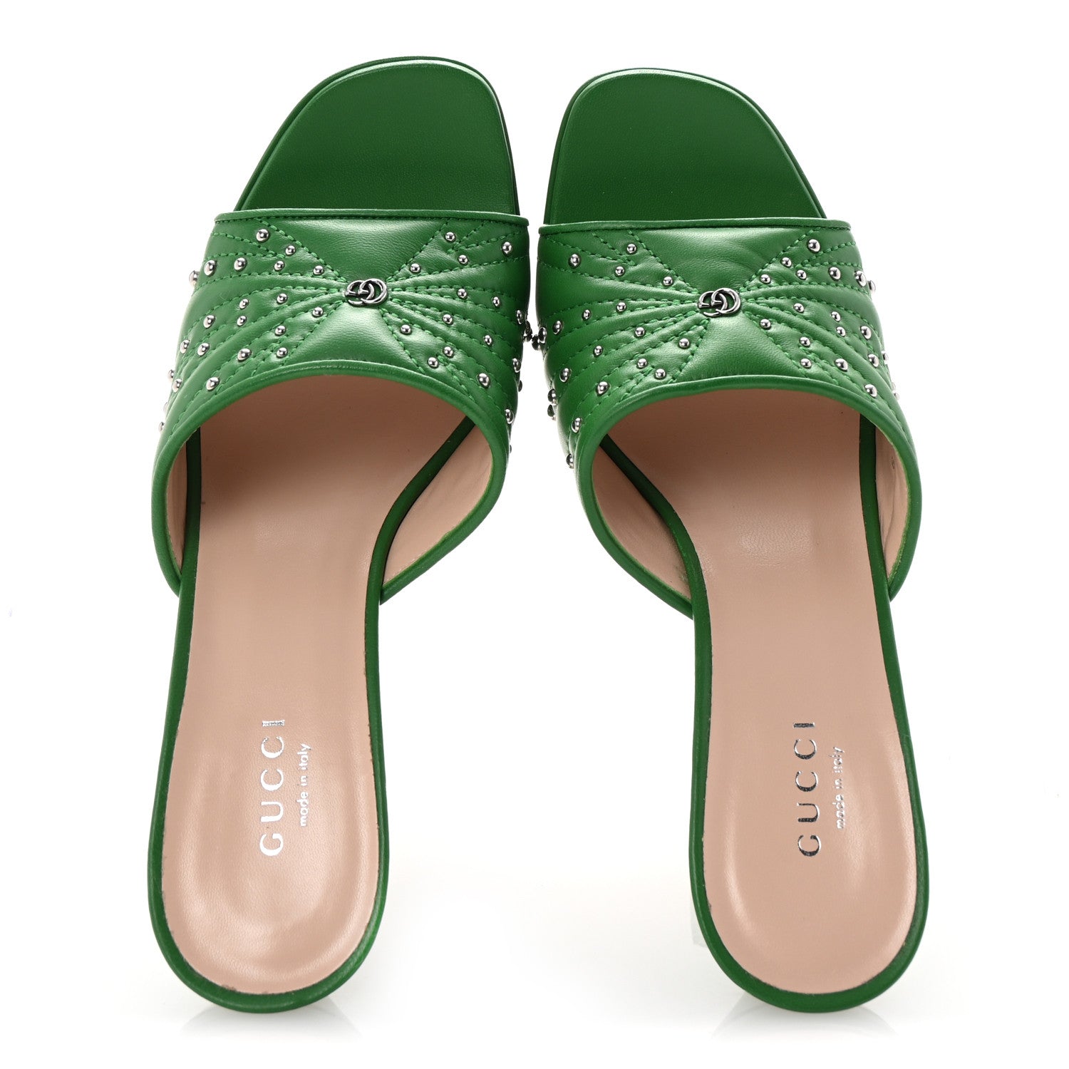 Calfskin Embellished Claire Mules 37.5 Spring Green