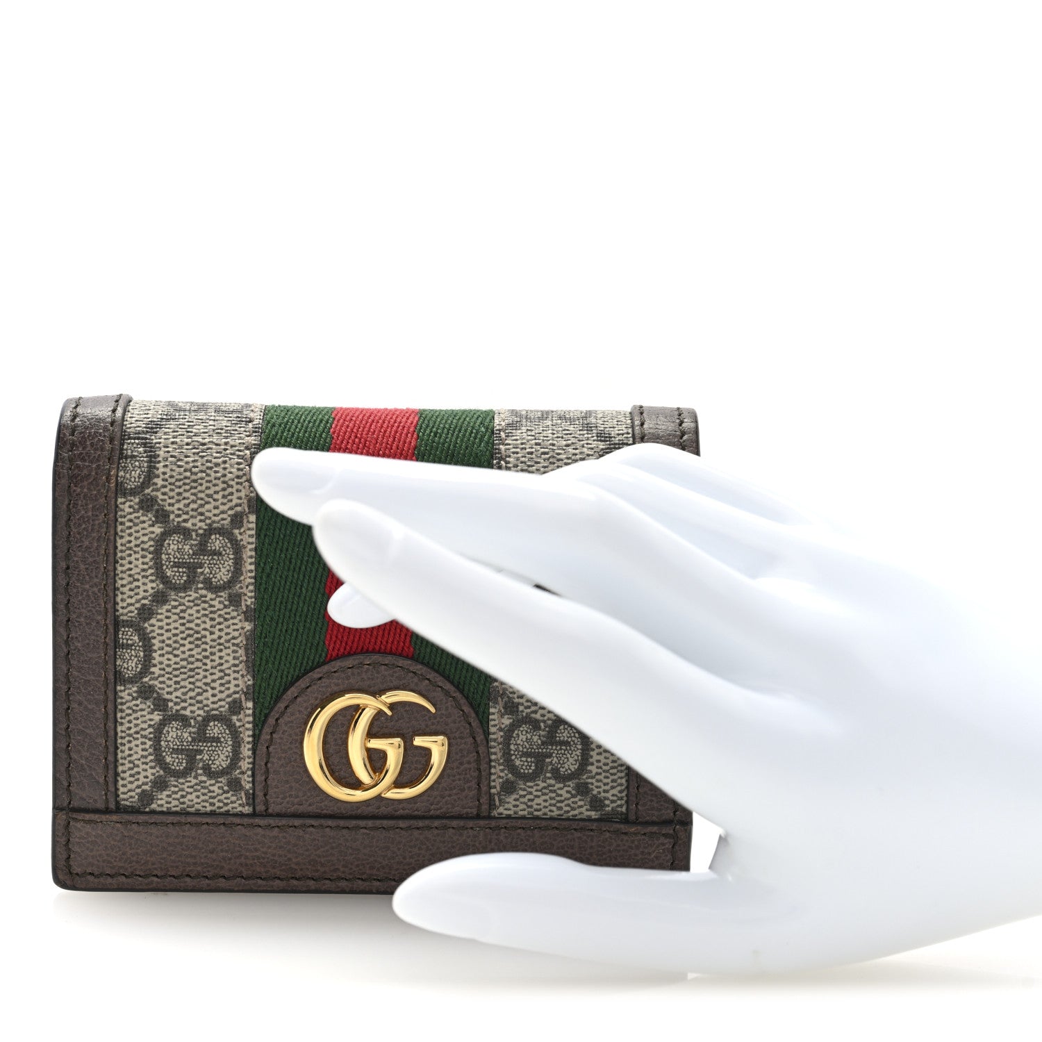 GG Supreme Monogram Web Ophidia Card Case Beige New Acero