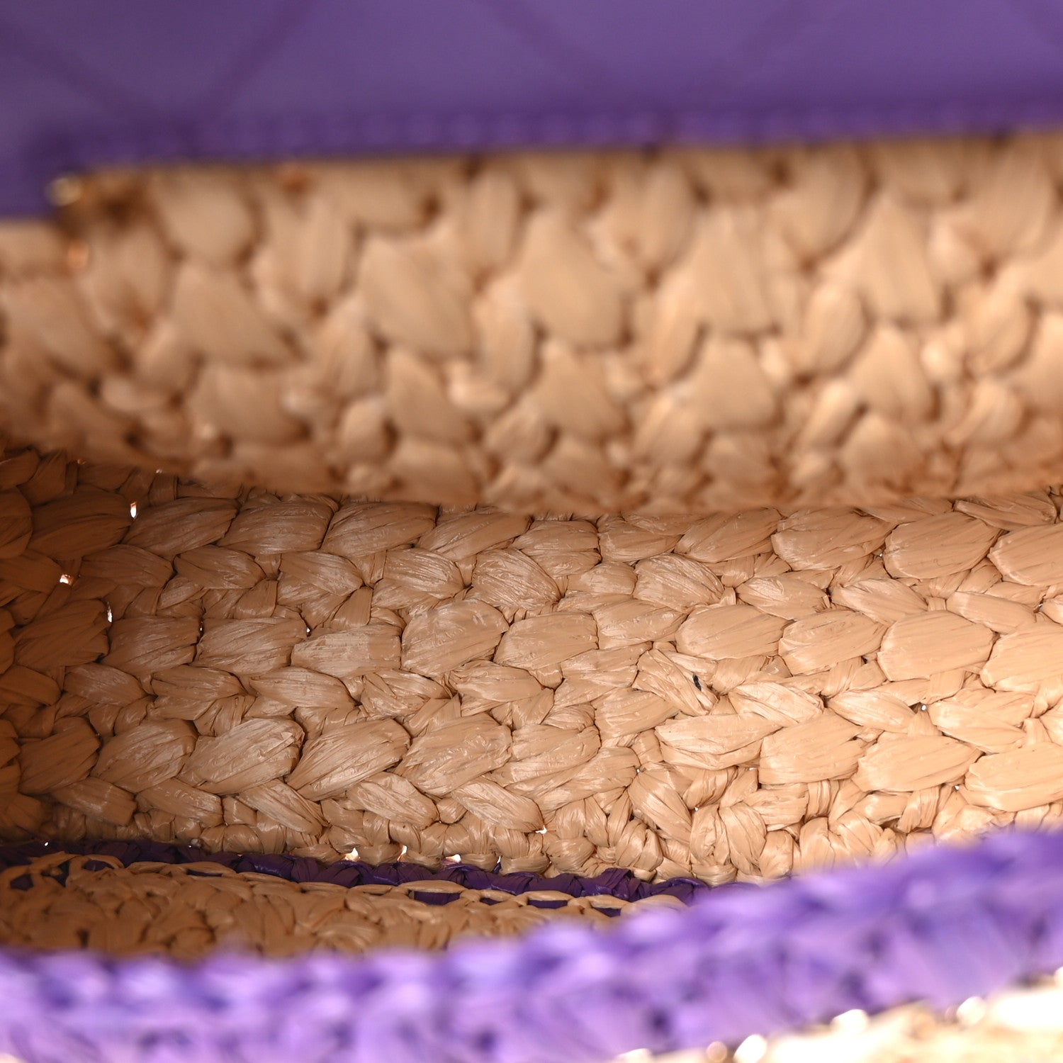 Raffia Chain Venice Beach Mini Flap Bag Beige Purple