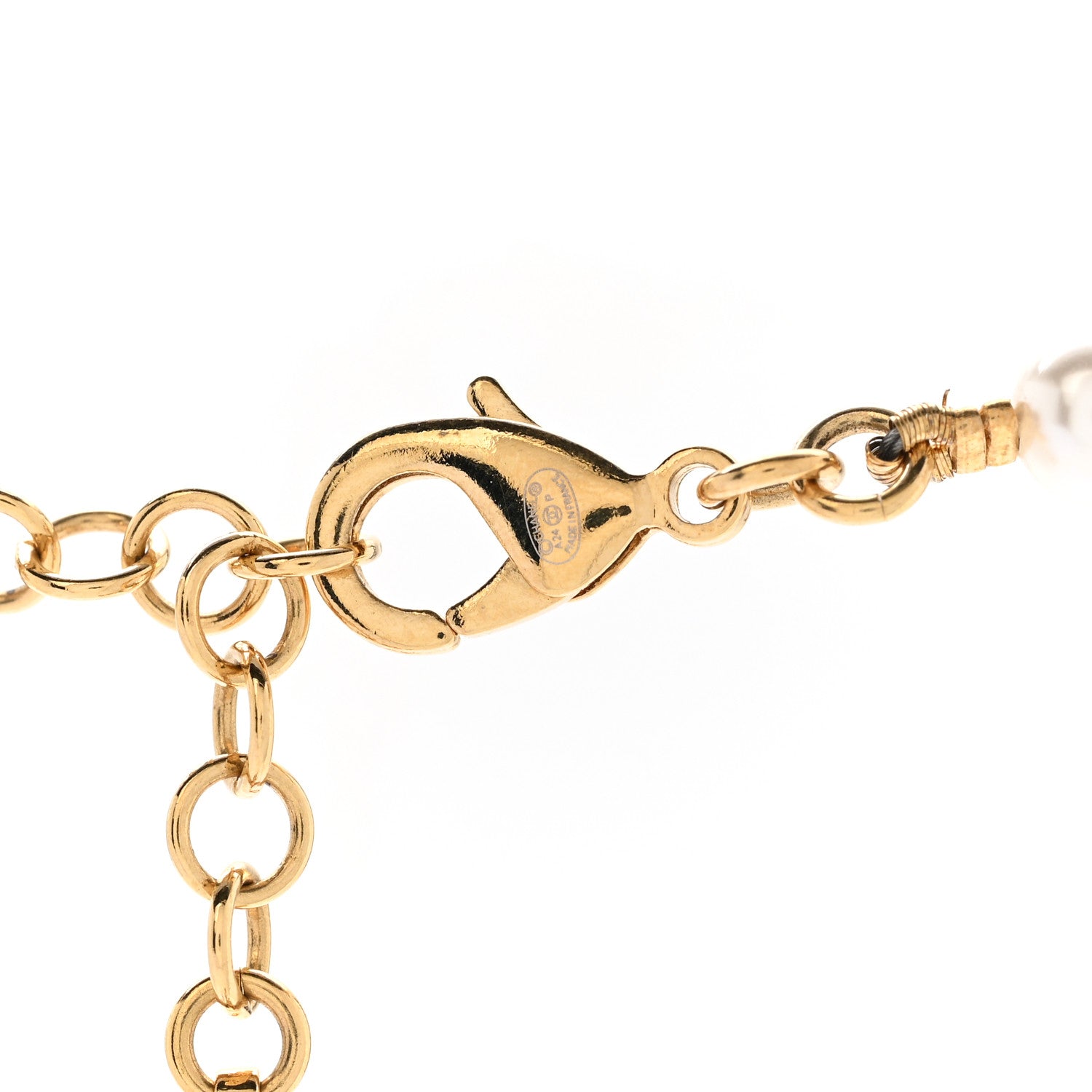 Crystal Pearl CC Heart Choker Necklace Gold