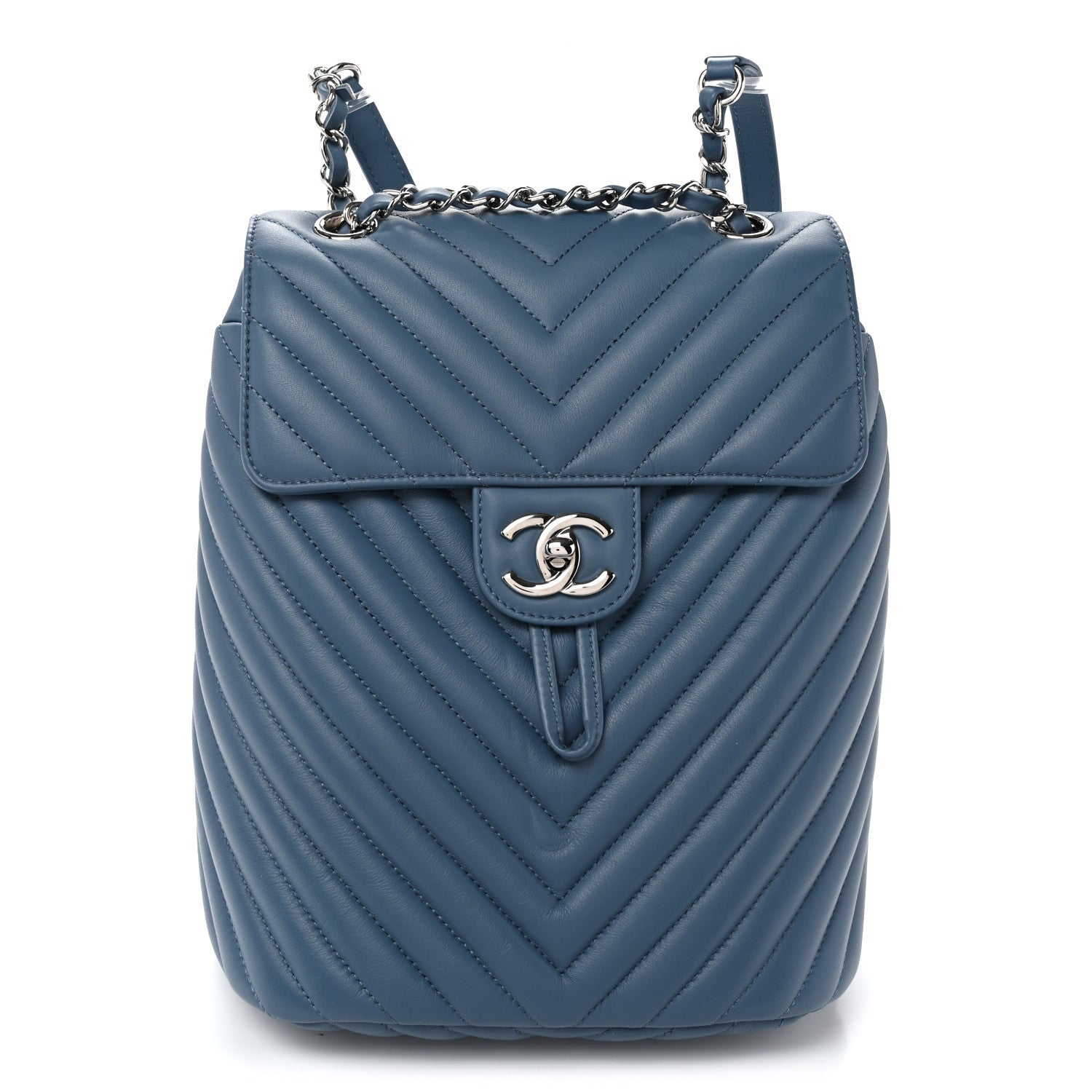 Calfskin Chevron Quilted Small Urban Spirit Backpack Blue