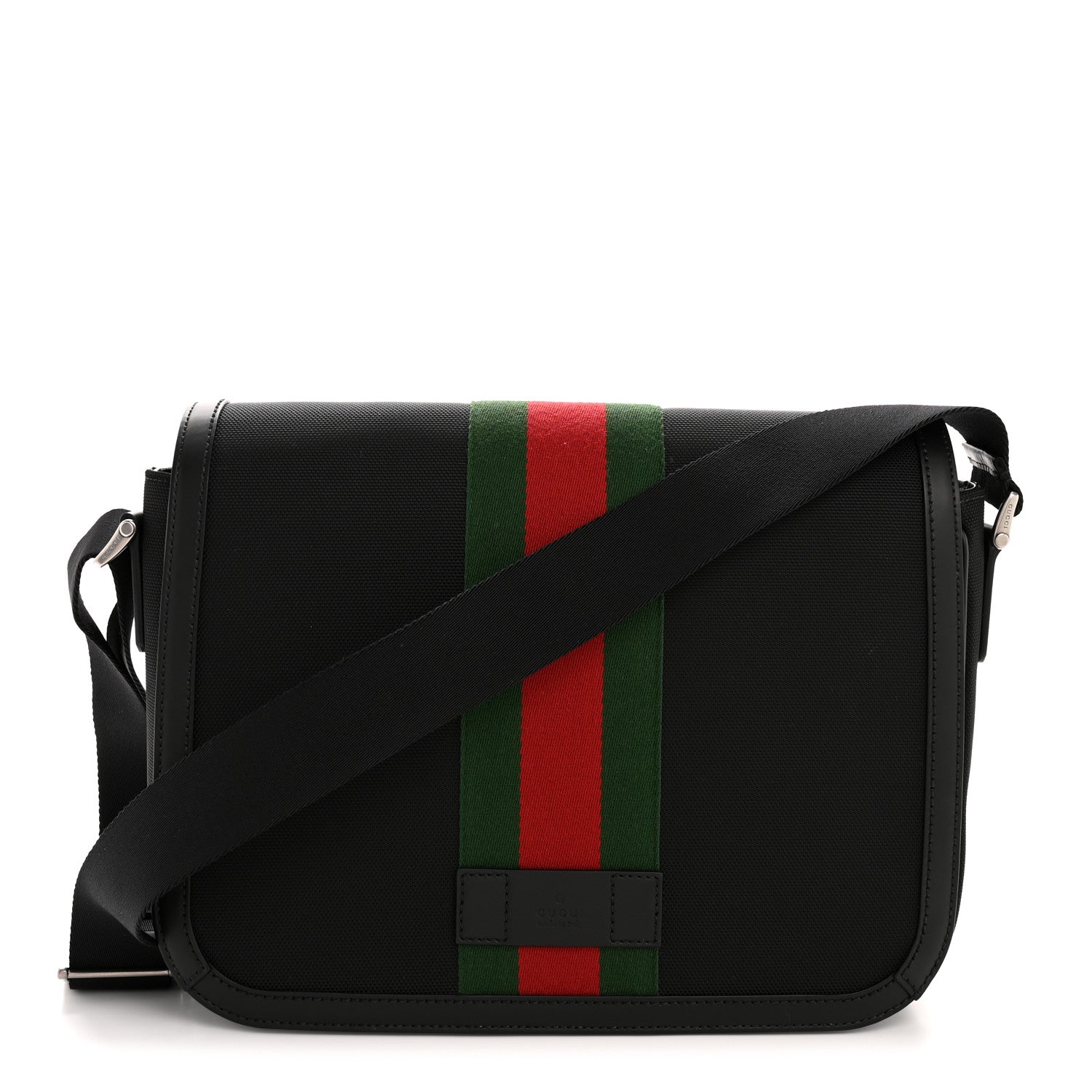 Techno Canvas Web Flap Messenger Bag Black