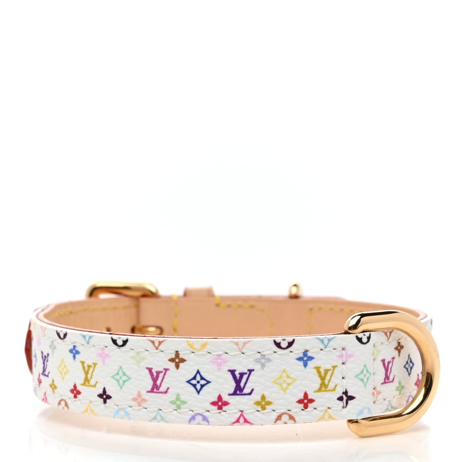 LV X TM Monogram Multicolor Dog Collar PM White