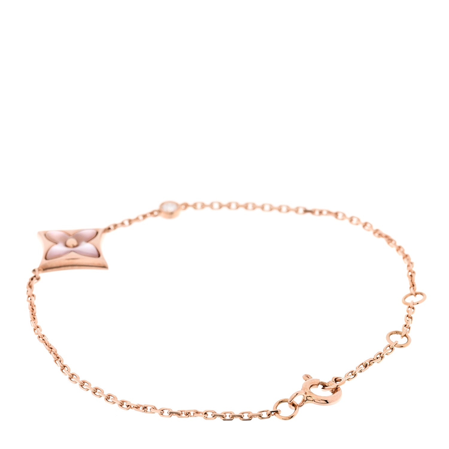18K Pink Gold Diamond Pink Mother of Pearl Color Blossom BB Star Bracelet
