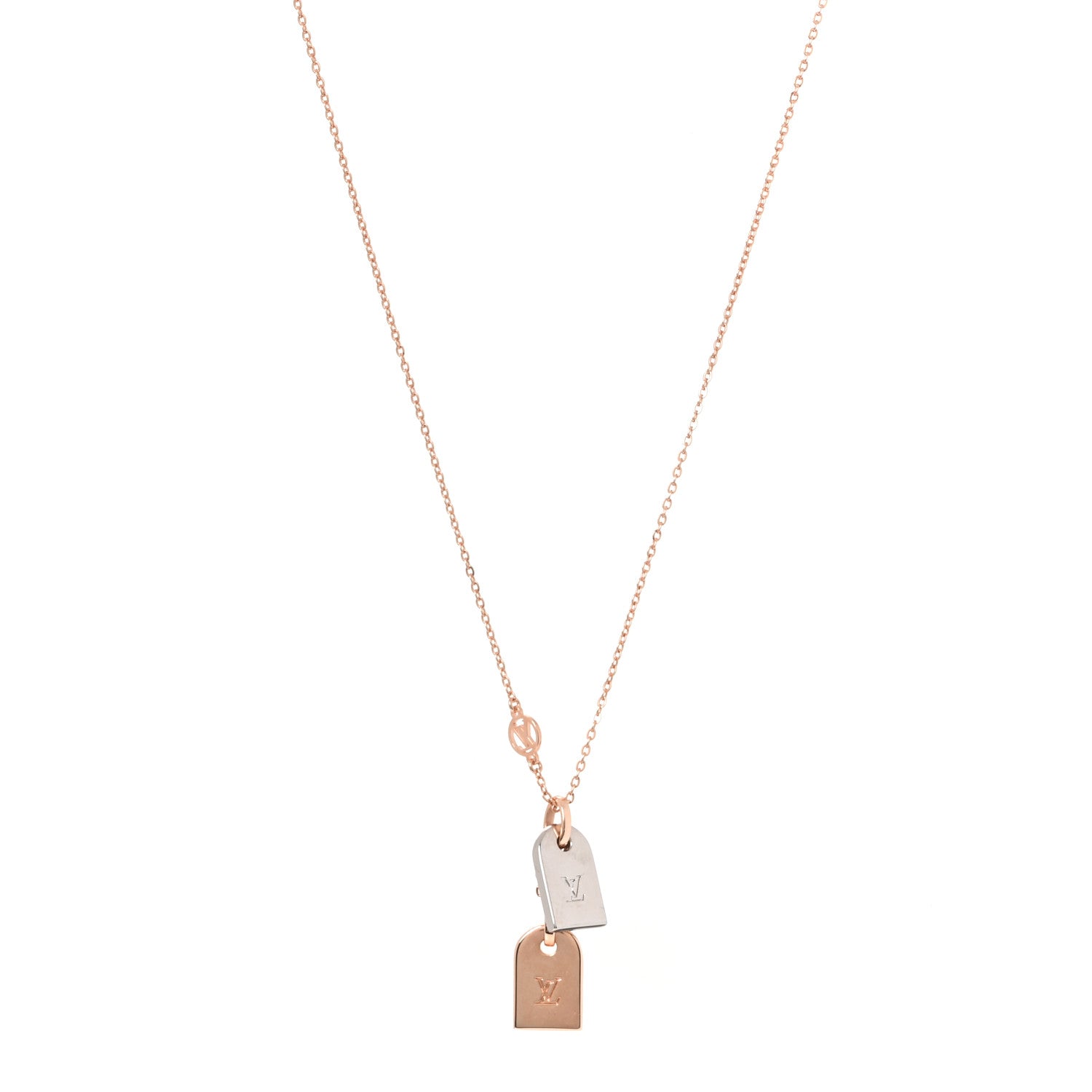 Crystal Precious Nanogram Name Tag Necklace Rose Gold Silver