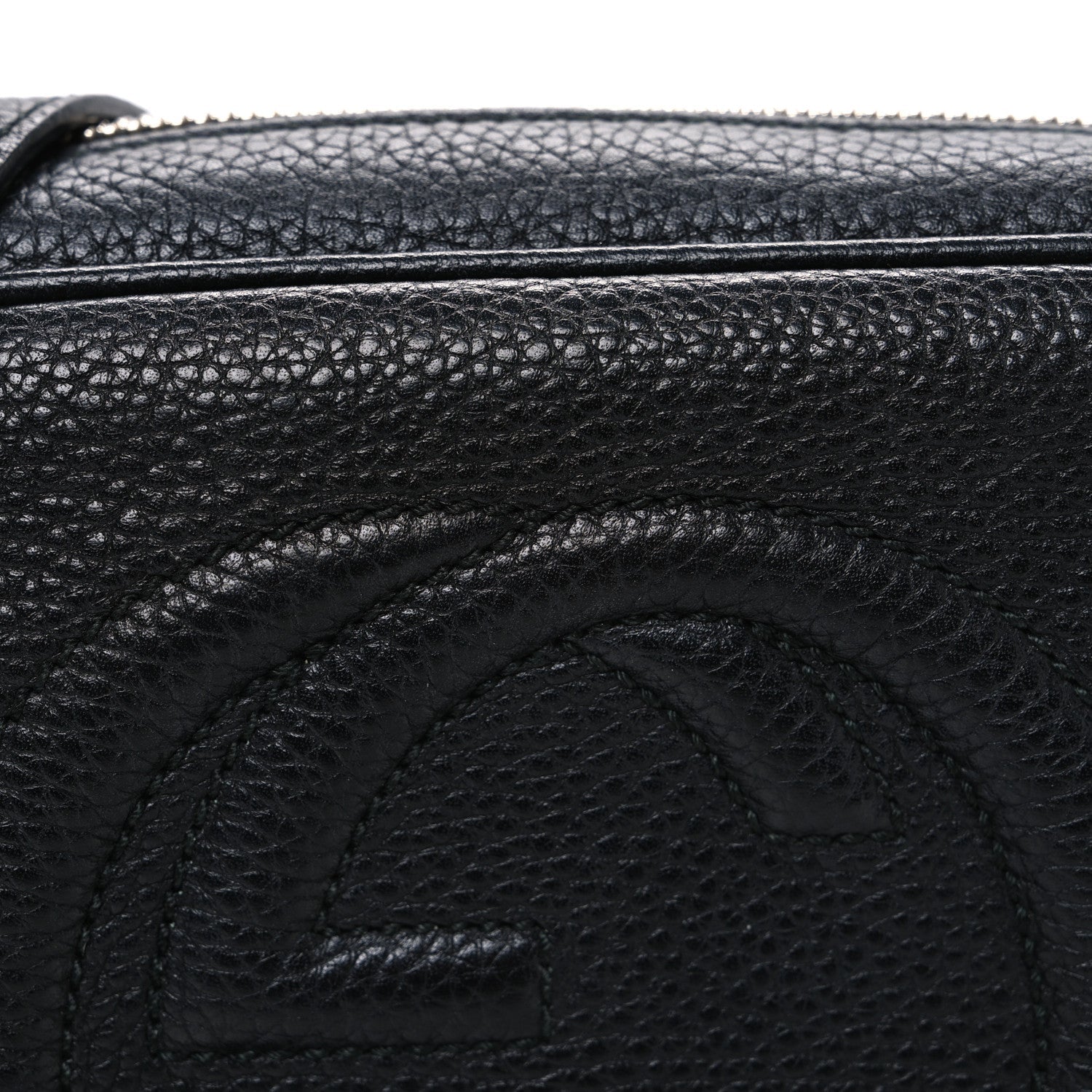 Pebbled Calfskin Small Soho Disco Bag Black