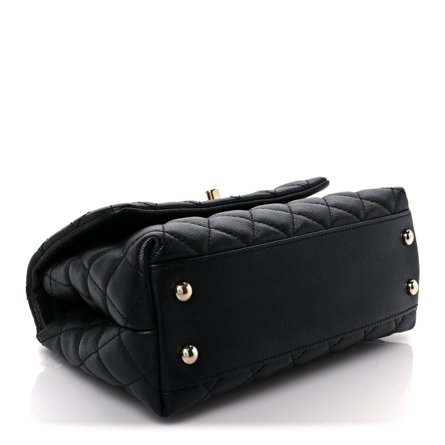 Caviar Quilted Mini Coco Handle Flap Black