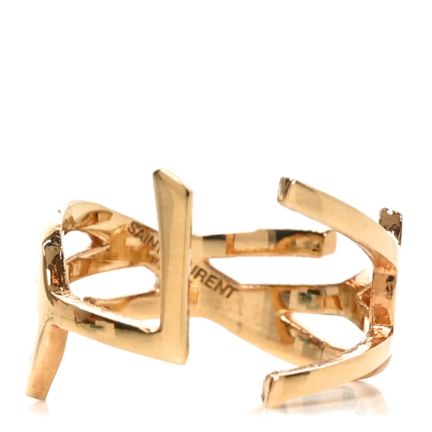 Straited Brass Monogram Ring 6 Gold