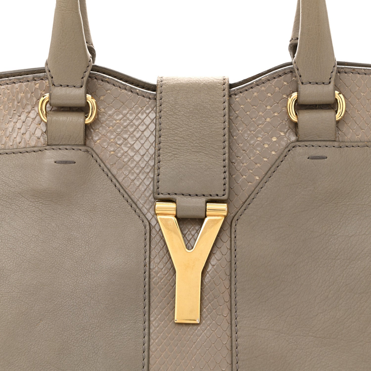 Calfskin Snakeskin Medium Cabas Chyc Beige