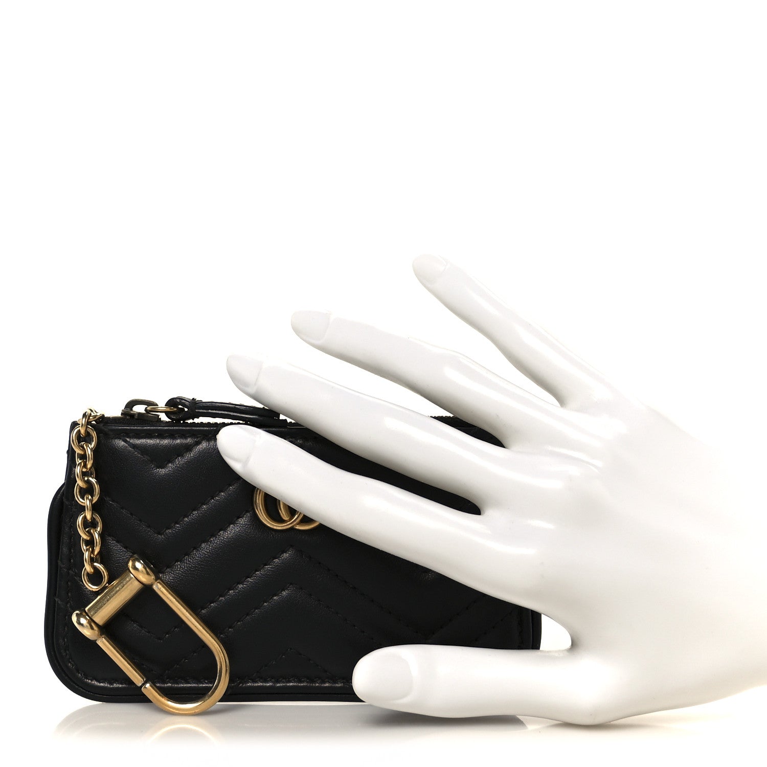 Calfskin Matelasse GG Marmont Key Case Black