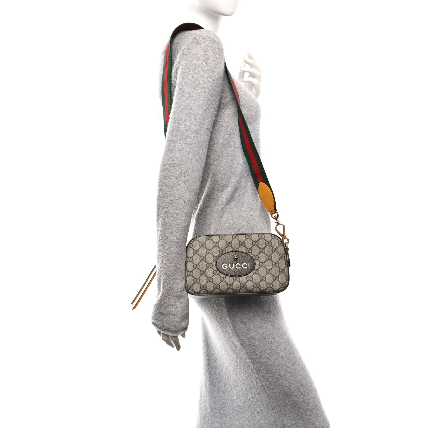GG Supreme Monogram Web Neo Vintage Shoulder Bag Beige New Acero Crop
