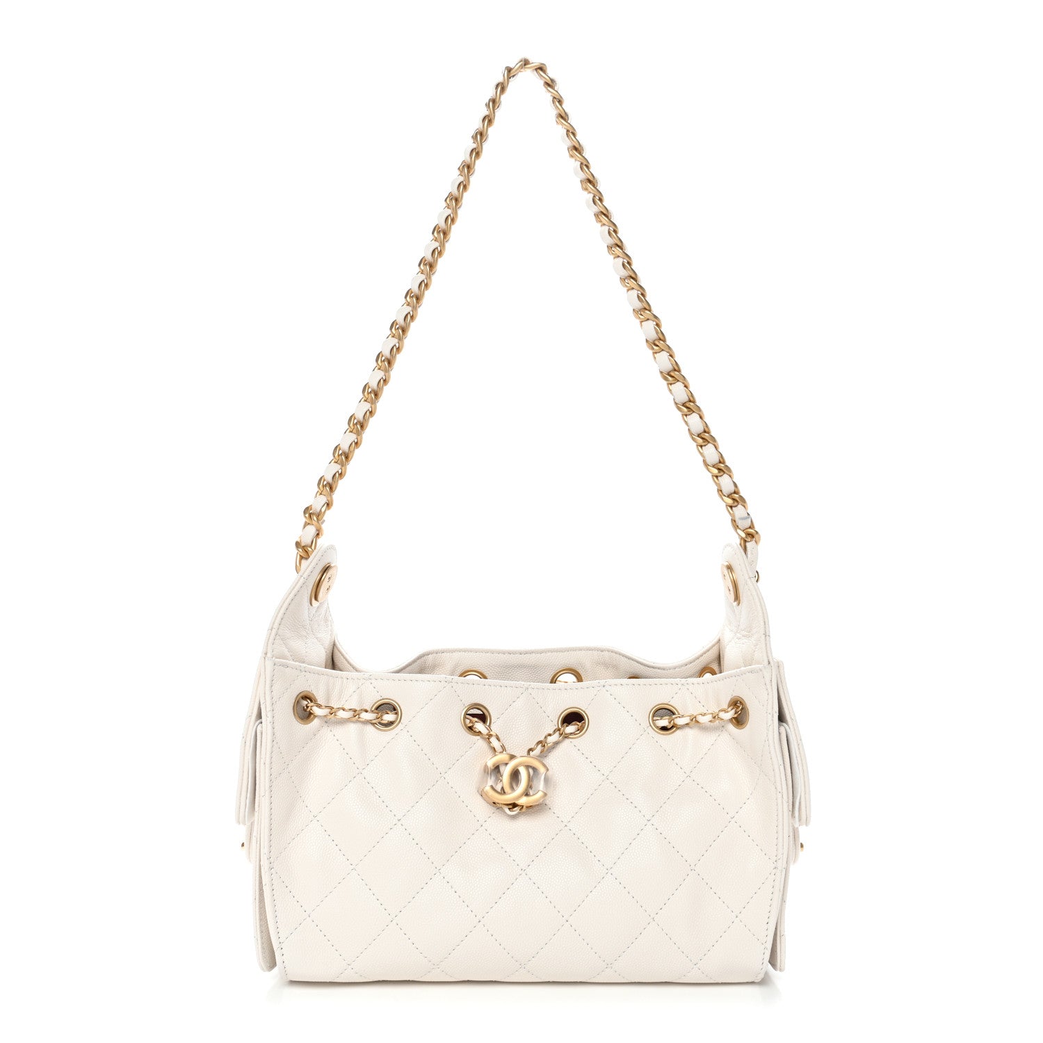 Caviar Quilted Mini Chanel 25 Handbag White
