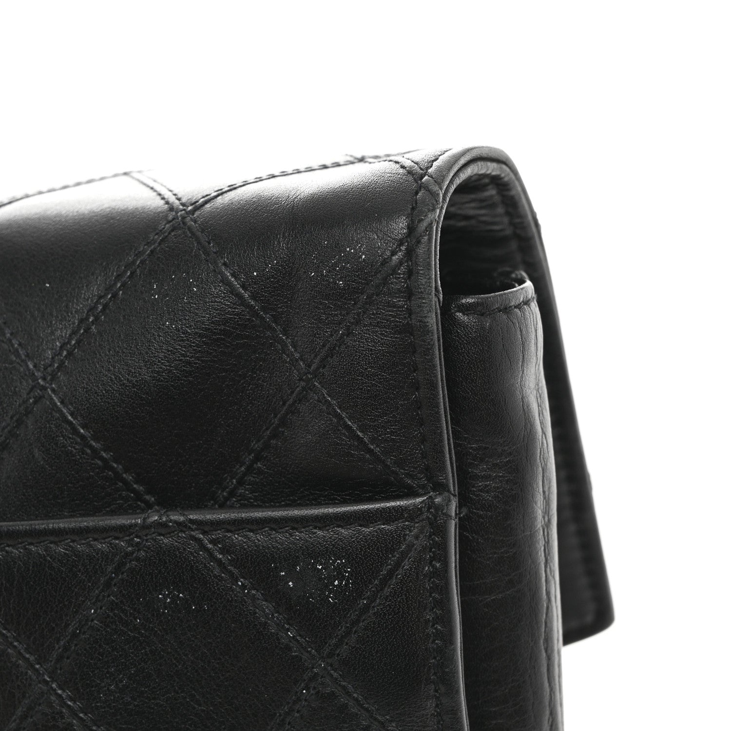Lambskin Stitched Briefcase Bag Black