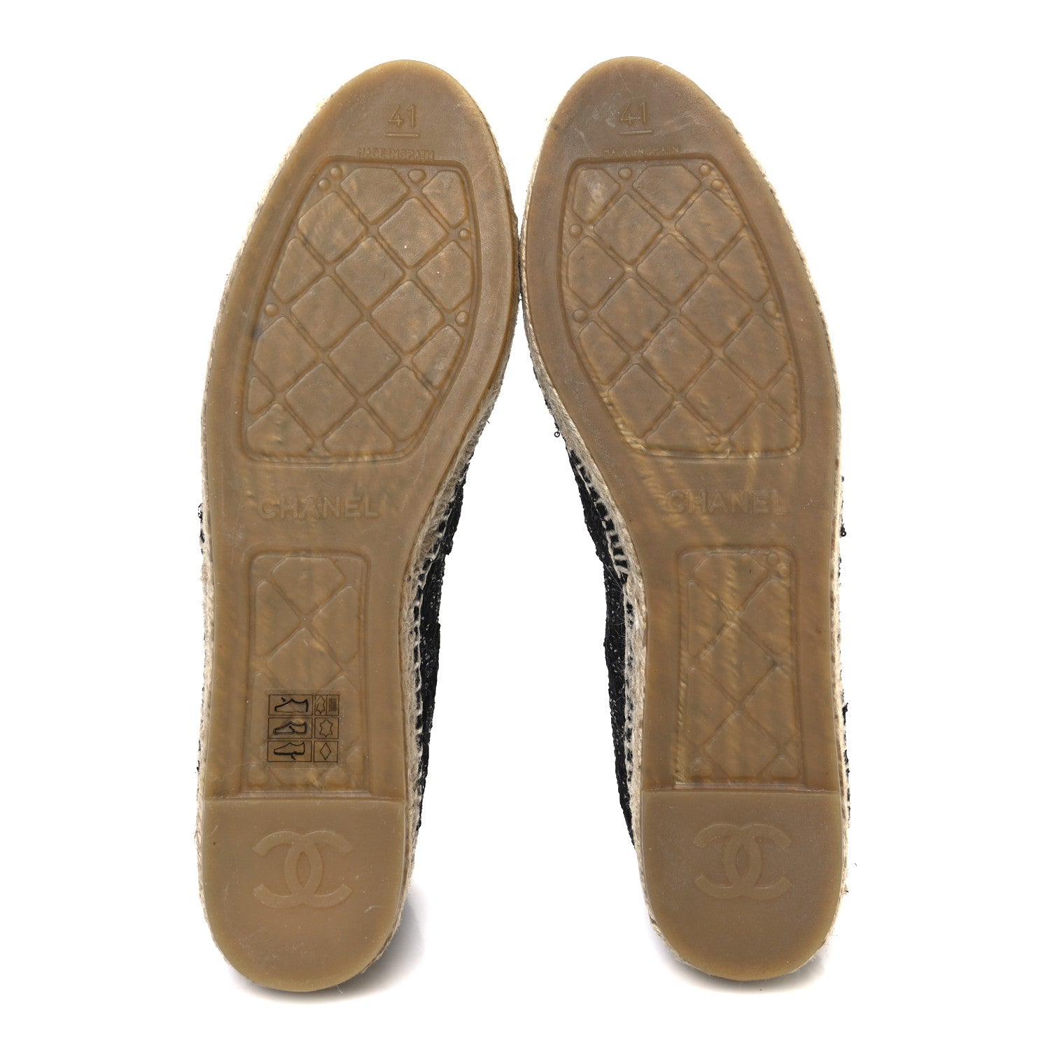 Tweed Patent Goatskin Sequin CC Espadrilles 41 Black