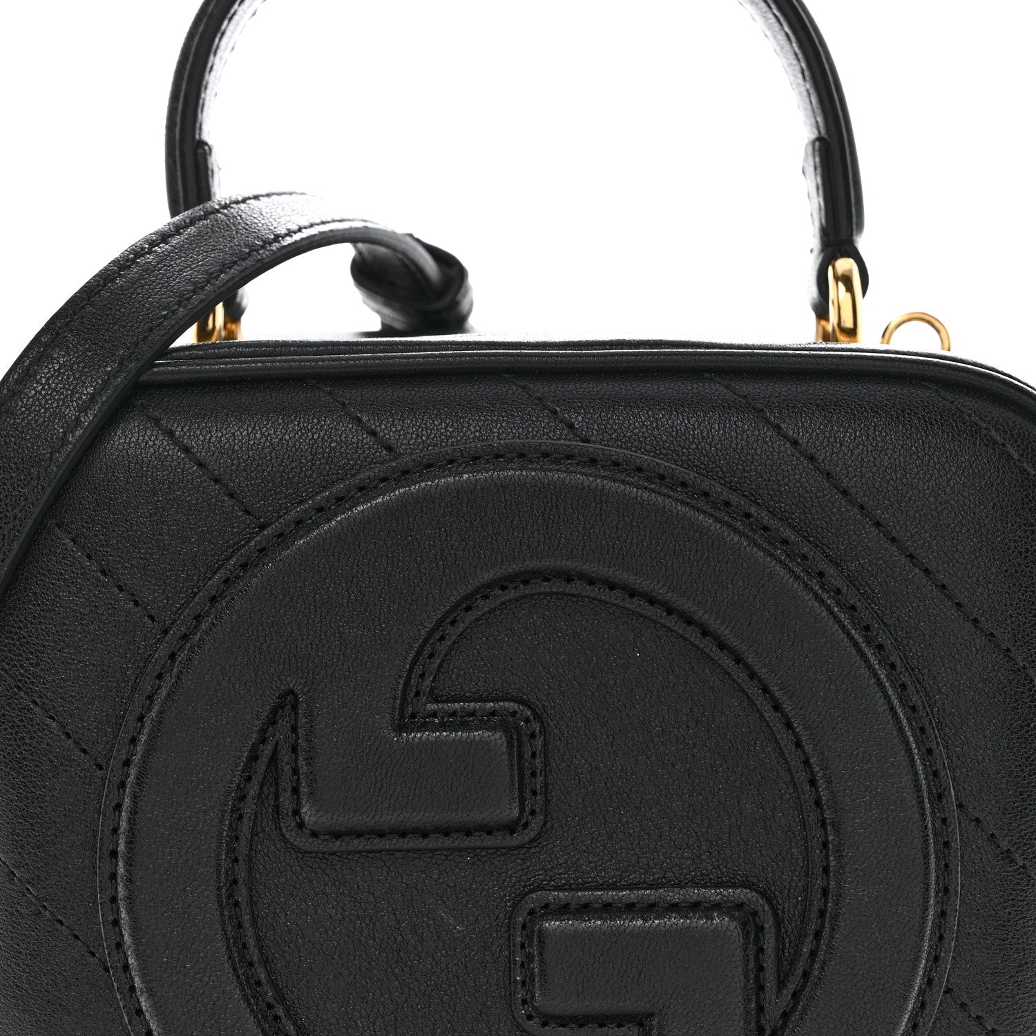 Sakai Be Green Calfskin Diagonal Stitched Blondie Top Handle Bag Black