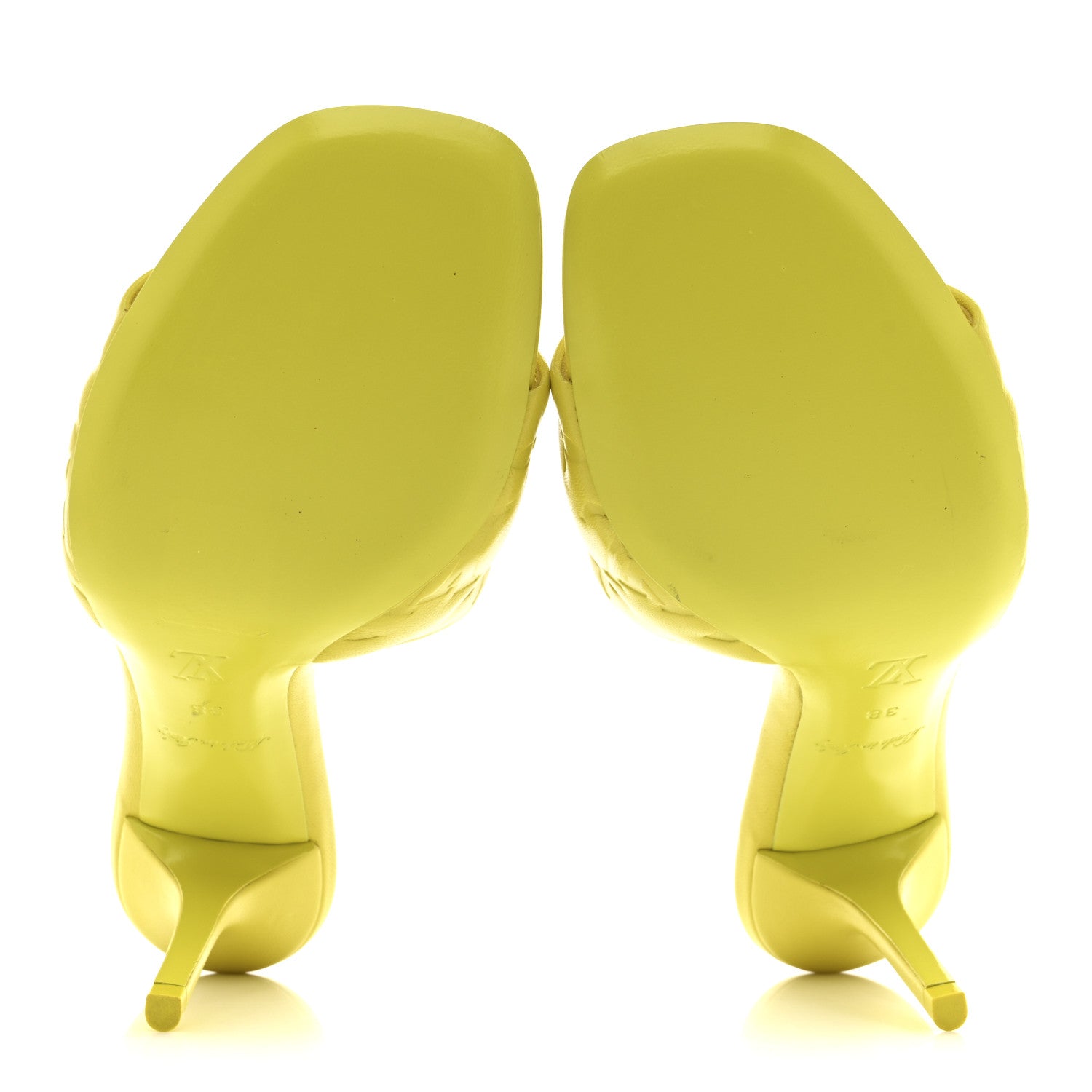 Lambskin Embossed Monogram Revival Mules 38 Neon Yellow