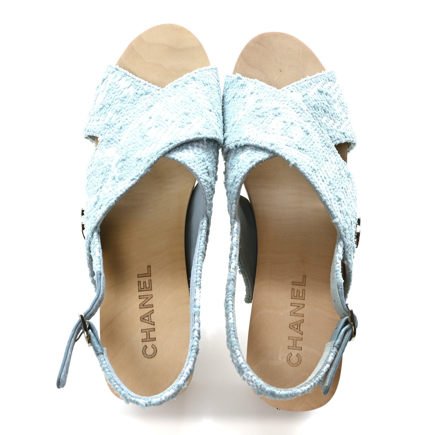 Jacquard Studded Slingback Clog Sandals 39 Turquoise White