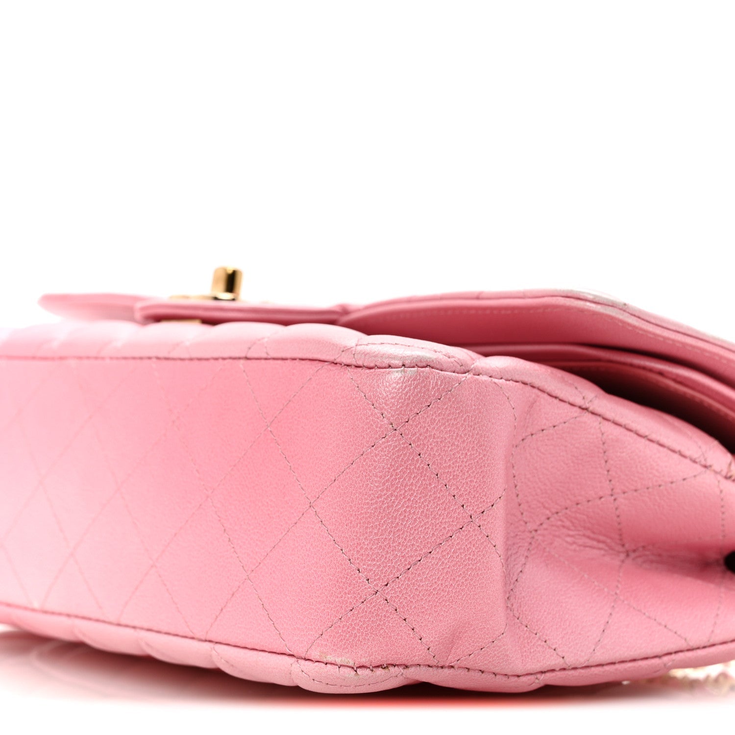 Cloudy Pearly Goatskin Quilted Medium Double Flap Pink